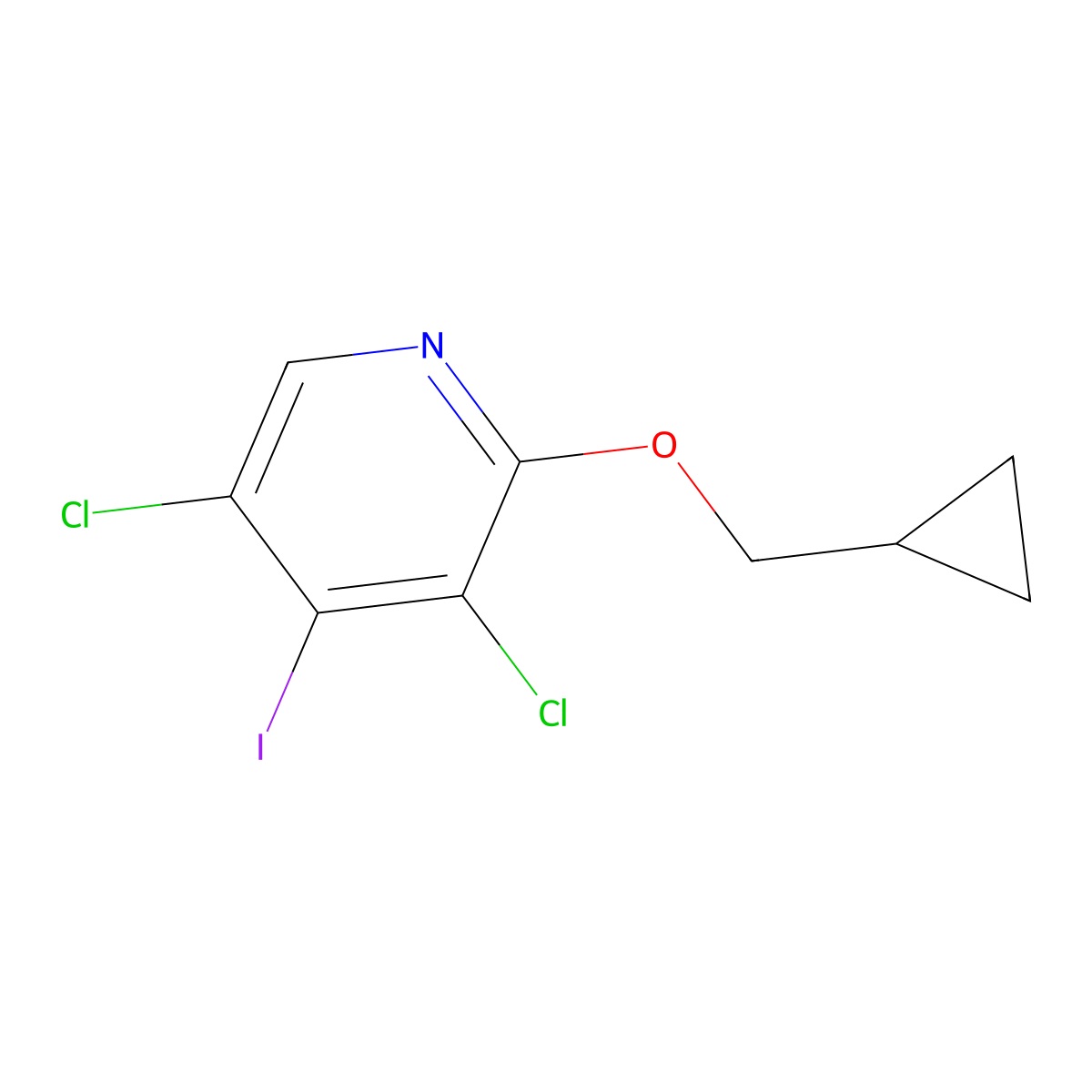3,5-Dichloro-2-(cyclopropylmethoxy)-4-iodopyridine molecular structure, CAS 2918881-82-8