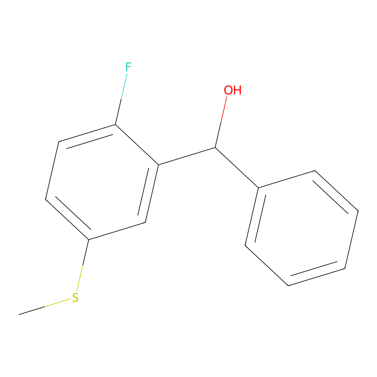 (2-Fluoro-5-(methylthio)phenyl)(phenyl)methanol molecular structure, CAS 2918881-86-2