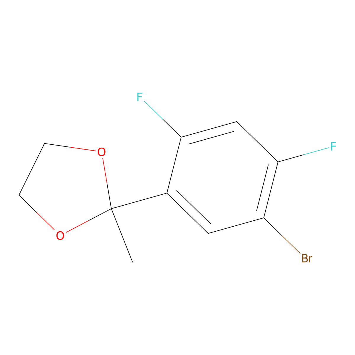 2-(5-Bromo-2,4-difluorophenyl)-2-methyl-1,3-dioxolane molecular structure, CAS 2918882-37-6