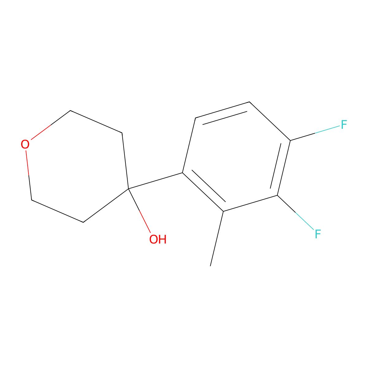 4-(3,4-difluoro-2-methylphenyl)tetrahydro-2H-pyran-4-ol molecular structure, CAS 2918883-08-4
