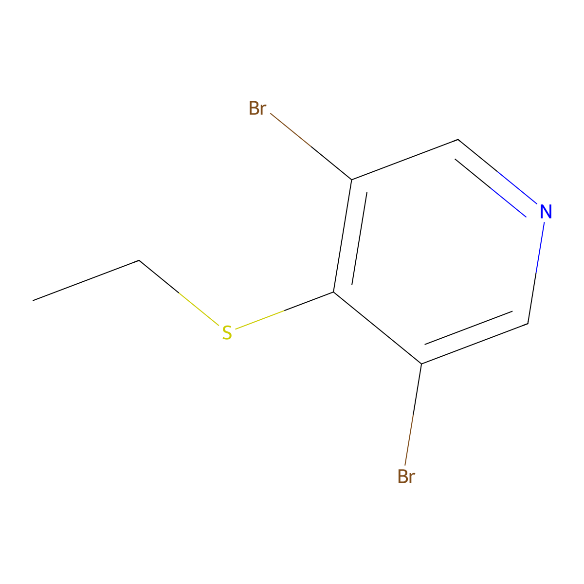 3,5-Dibromo-4-(ethylthio)pyridine molecular structure, CAS 2918884-00-9
