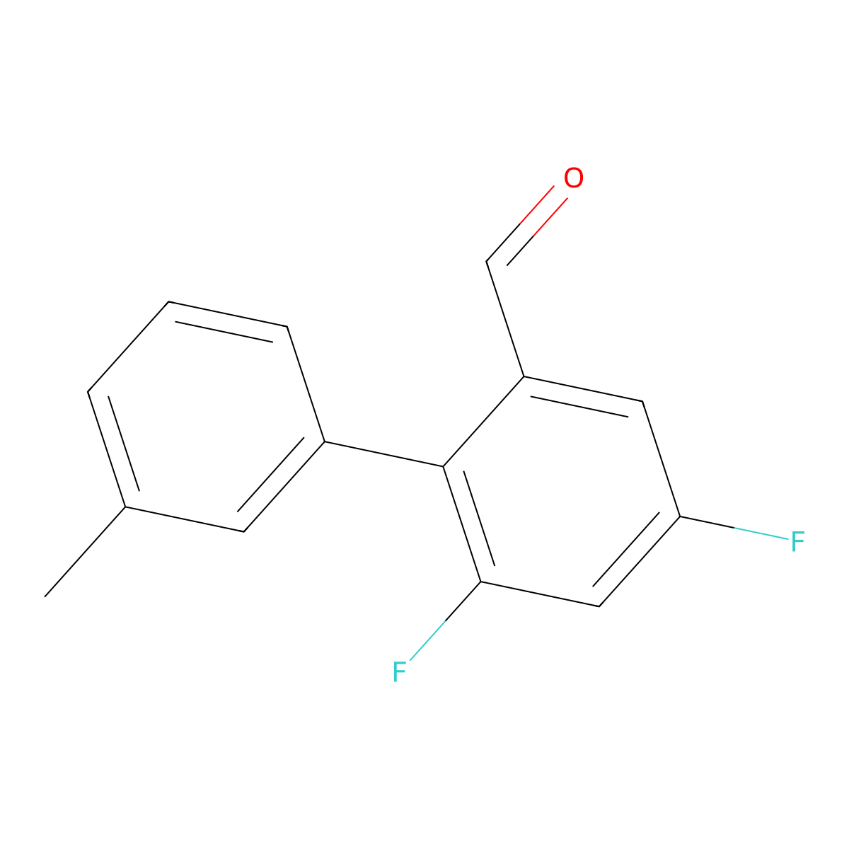 4,6-Difluoro-3'-methyl-[1,1'-biphenyl]-2-carbaldehyde molecular structure, CAS 2918885-86-4