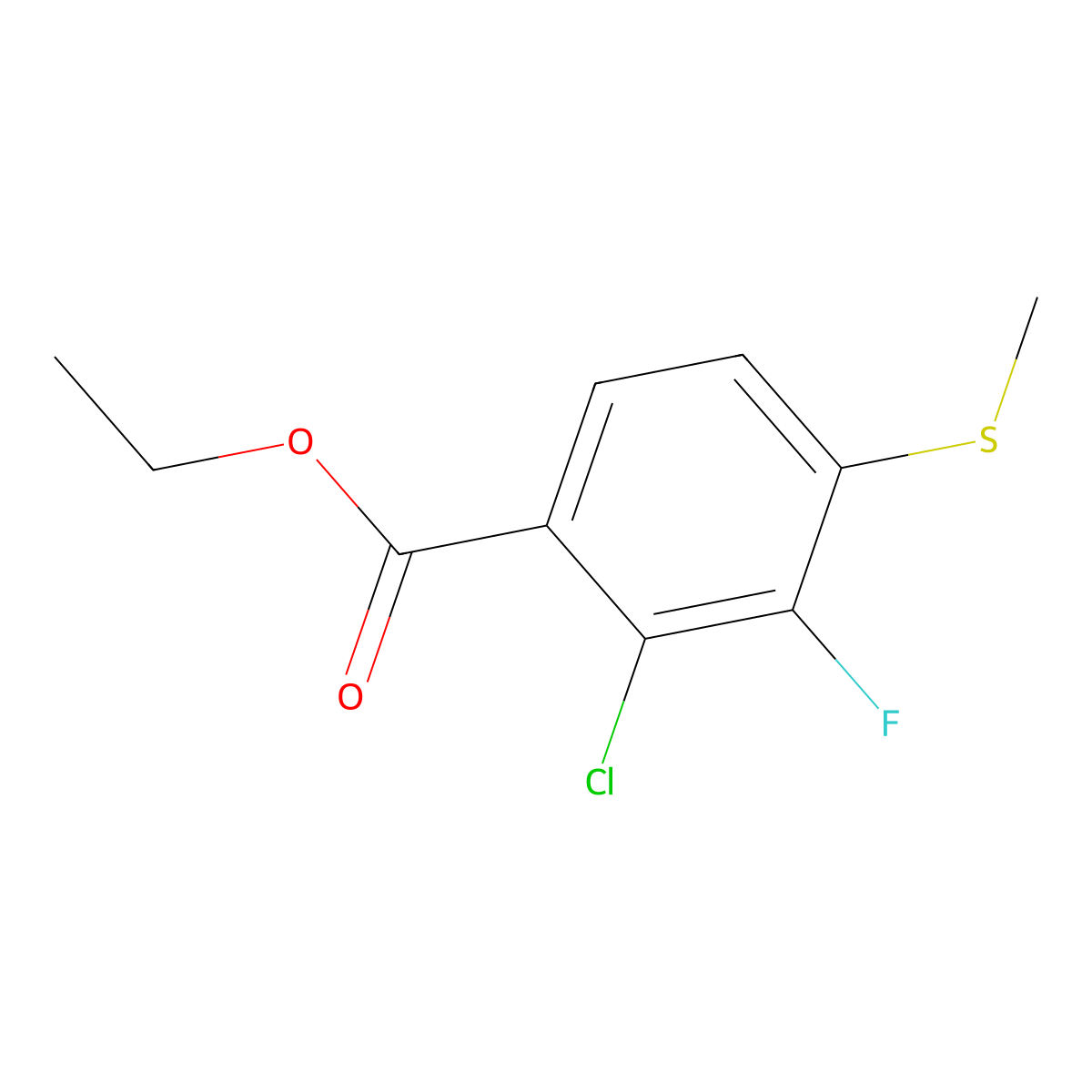 Ethyl 2-chloro-3-fluoro-4-(methylthio)benzoate molecular structure, CAS 2918885-91-1