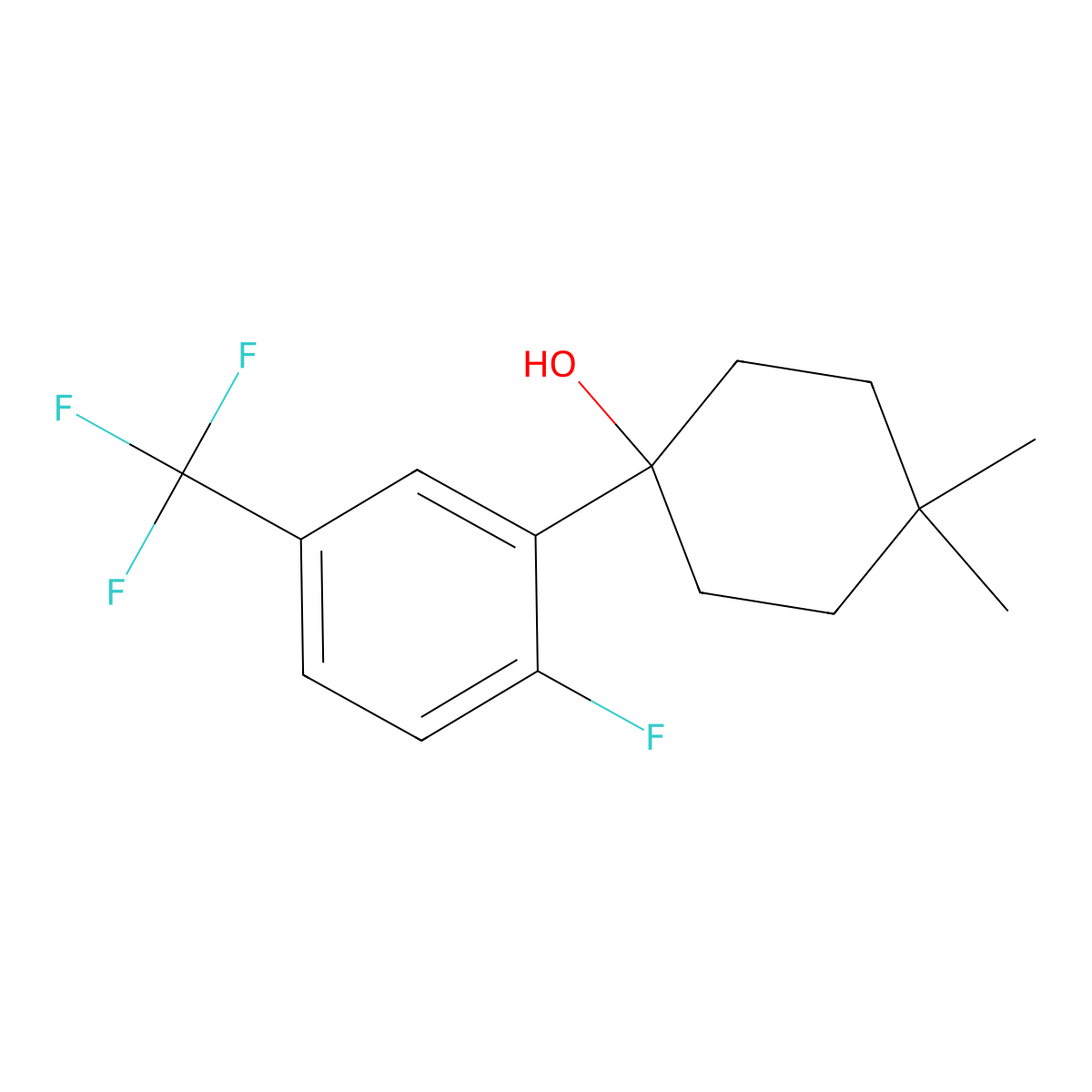 1-(2-Fluoro-5-(trifluoromethyl)phenyl)-4,4-dimethylcyclohexanol molecular structure, CAS 2918886-77-6