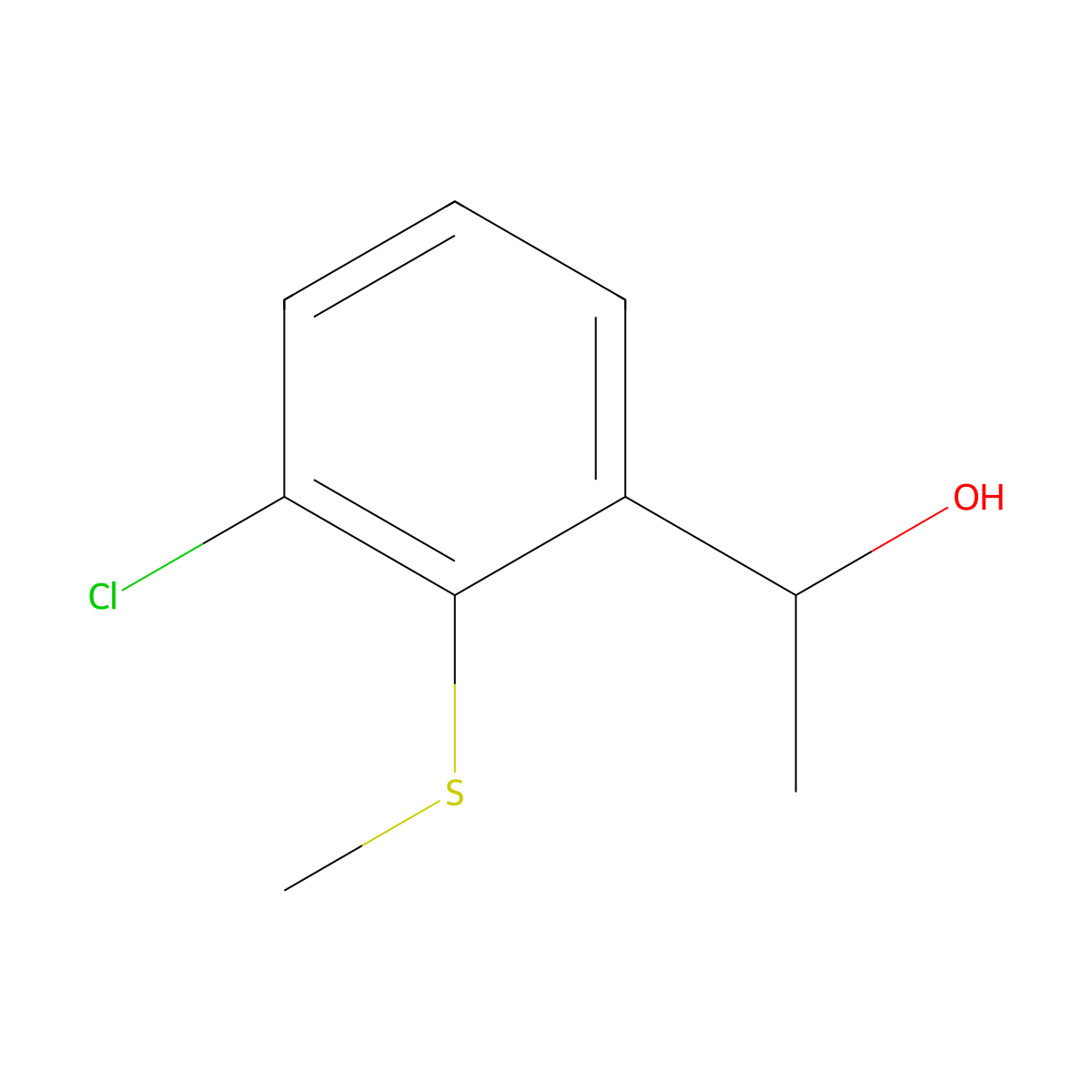 1-(3-Chloro-2-(methylthio)phenyl)ethanol molecular structure, CAS 2918887-85-9