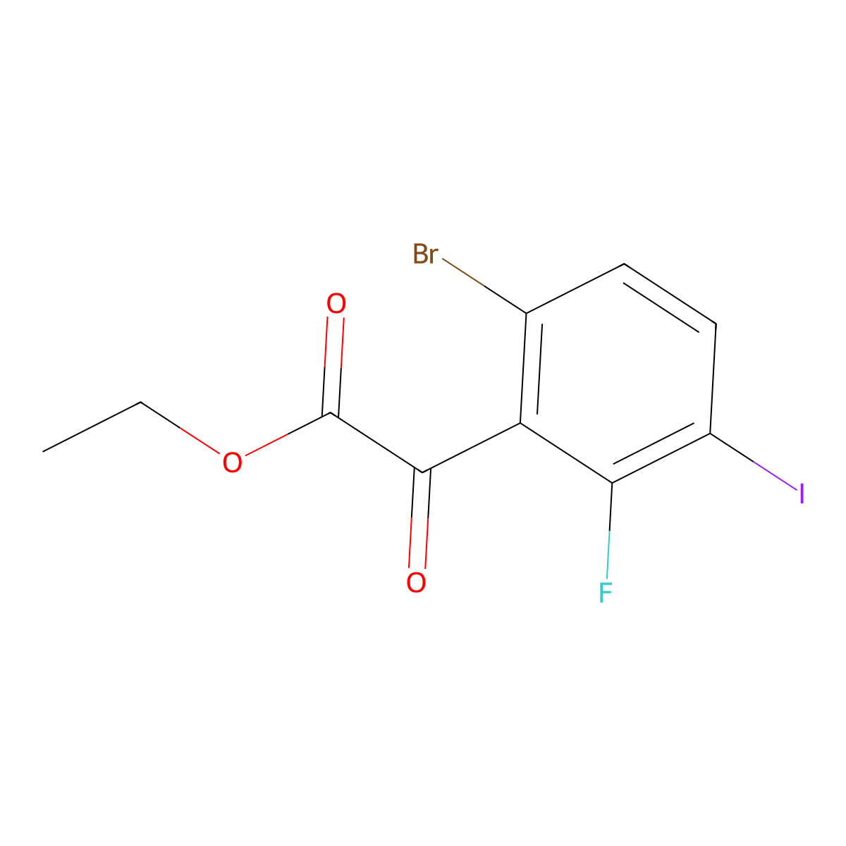 Ethyl 2-(6-bromo-2-fluoro-3-iodophenyl)-2-oxoacetate molecular structure, CAS 2918887-88-2
