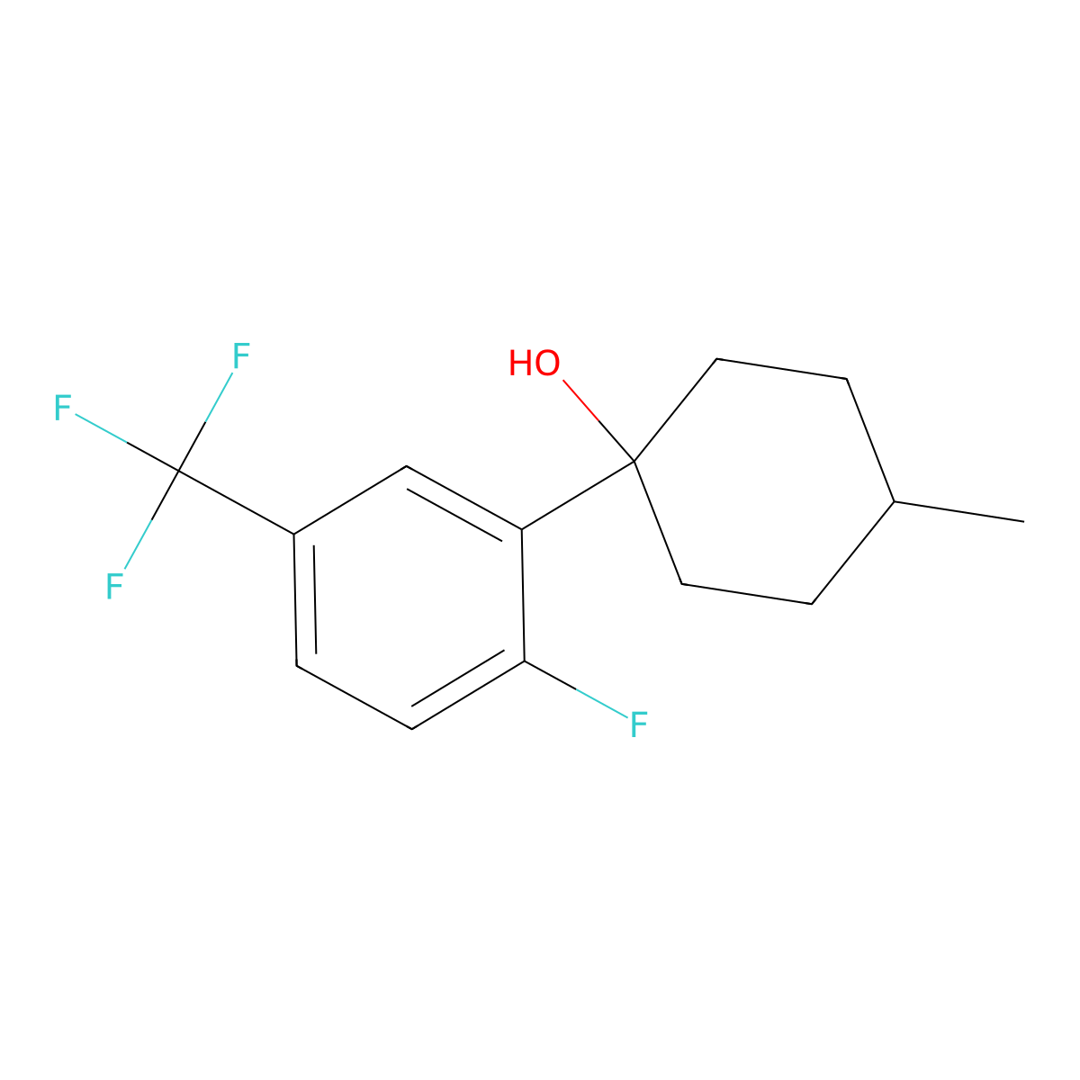 1-(2-Fluoro-5-(trifluoromethyl)phenyl)-4-methylcyclohexanol molecular structure, CAS 2918888-43-2