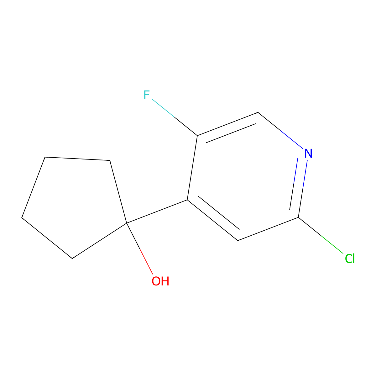 1-(2-Chloro-5-fluoropyridin-4-yl)cyclopentanol molecular structure, CAS 2918888-58-9