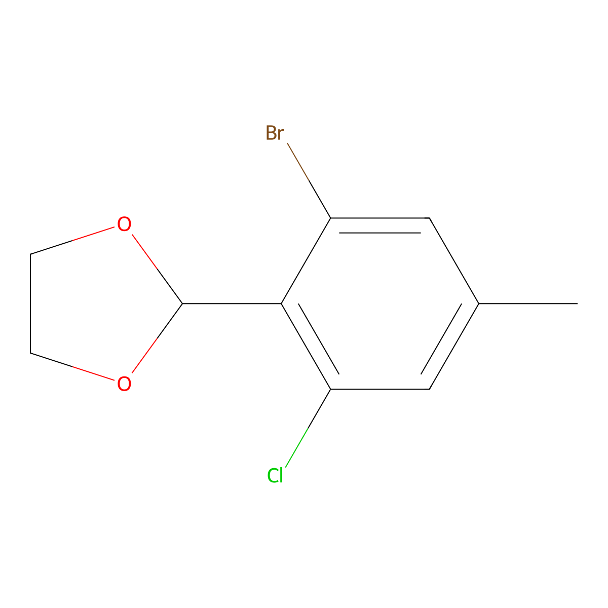 2-(2-Bromo-6-chloro-4-methylphenyl)-1,3-dioxolane molecular structure, CAS 2918888-89-6