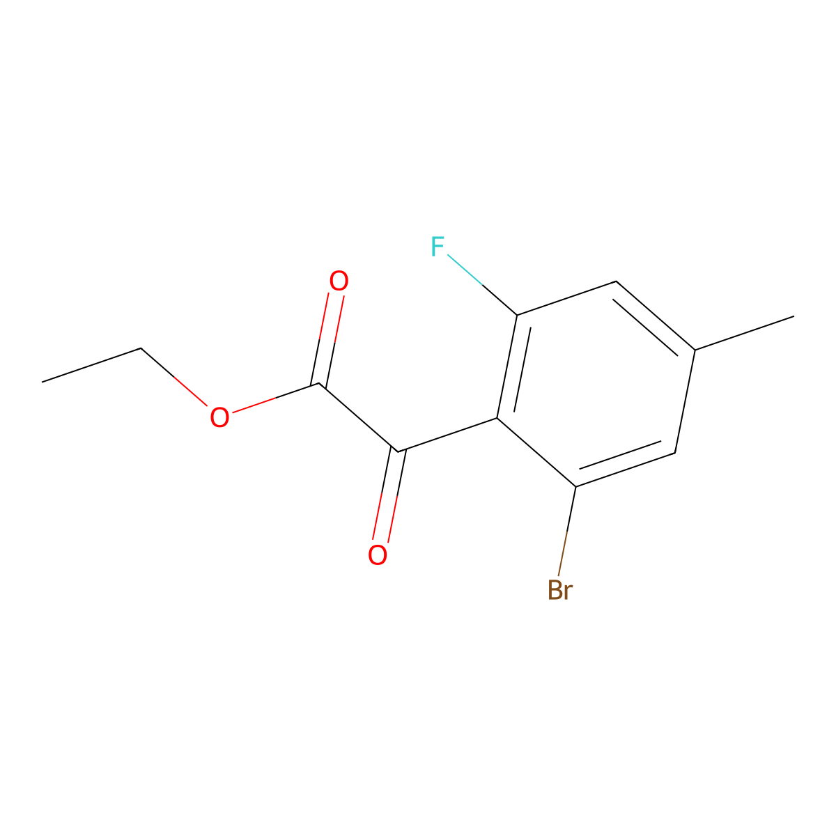 Ethyl 2-(2-bromo-6-fluoro-4-methylphenyl)-2-oxoacetate molecular structure, CAS 2918889-25-3