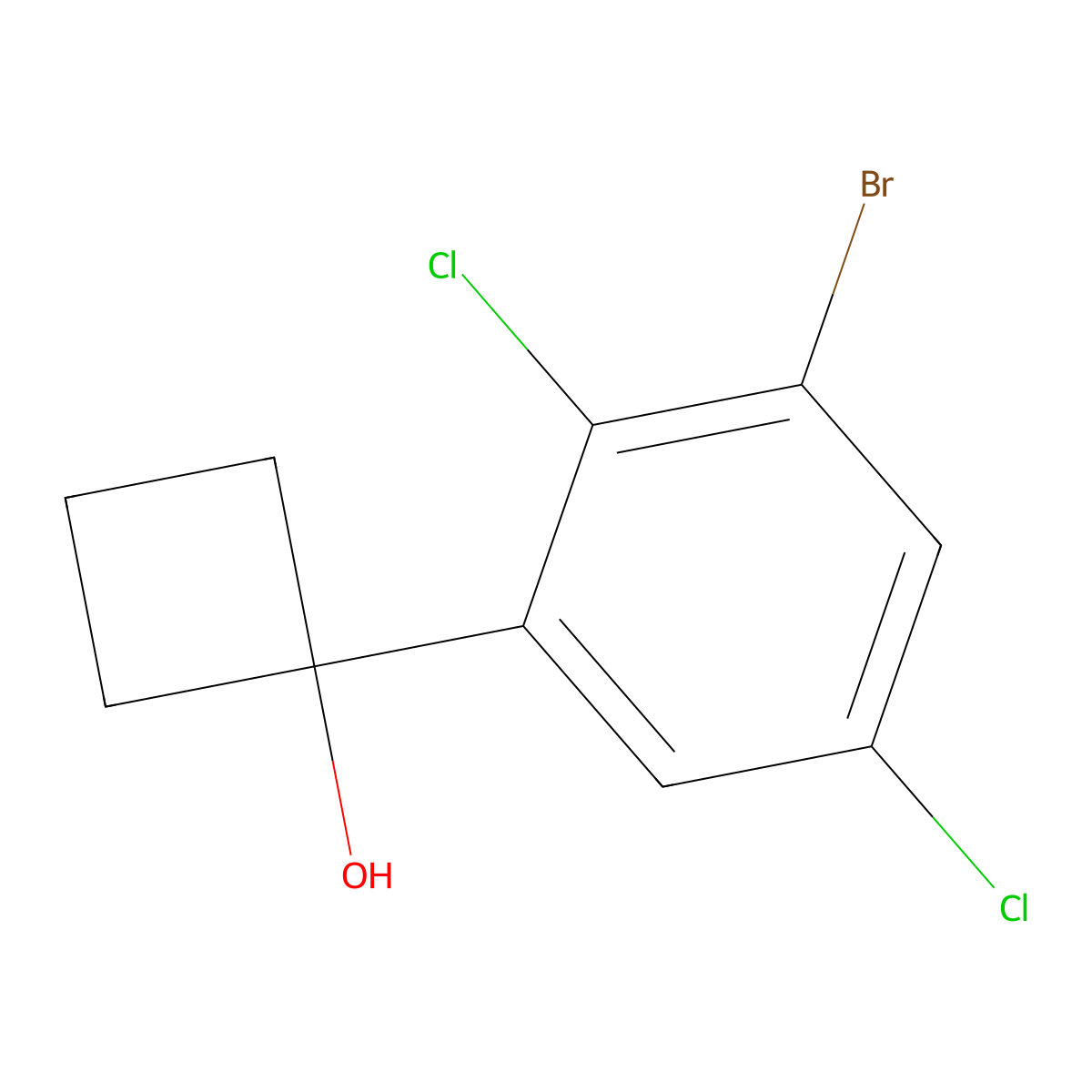 1-(3-Bromo-2,5-dichlorophenyl)cyclobutanol molecular structure, CAS 2918889-36-6