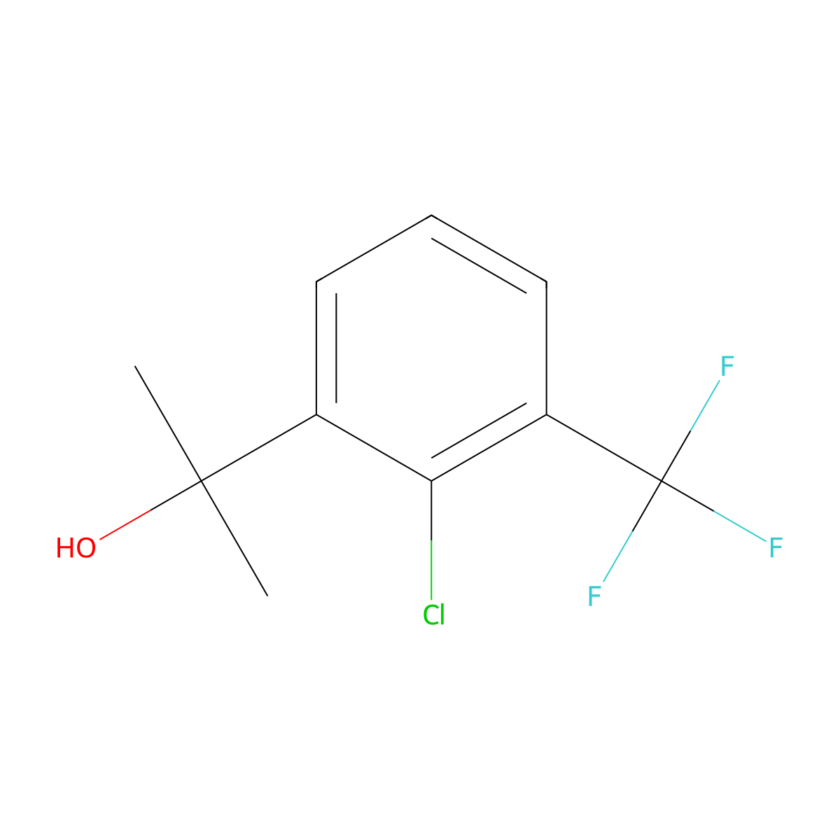 2-(2-Chloro-3-(trifluoromethyl)phenyl)propan-2-ol molecular structure, CAS 2918889-87-7