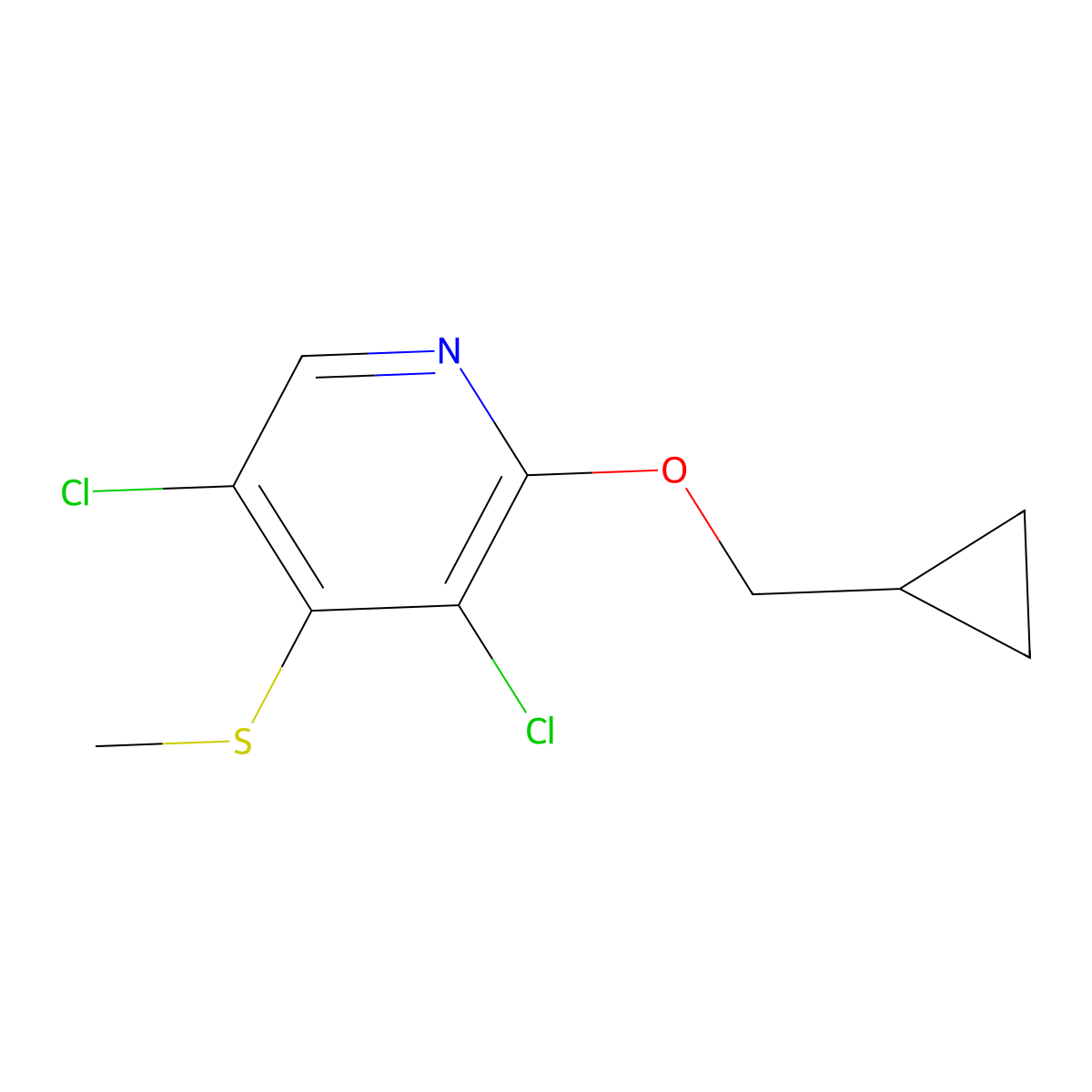 3,5-Dichloro-2-(cyclopropylmethoxy)-4-(methylthio)pyridine molecular structure, CAS 2918891-00-4