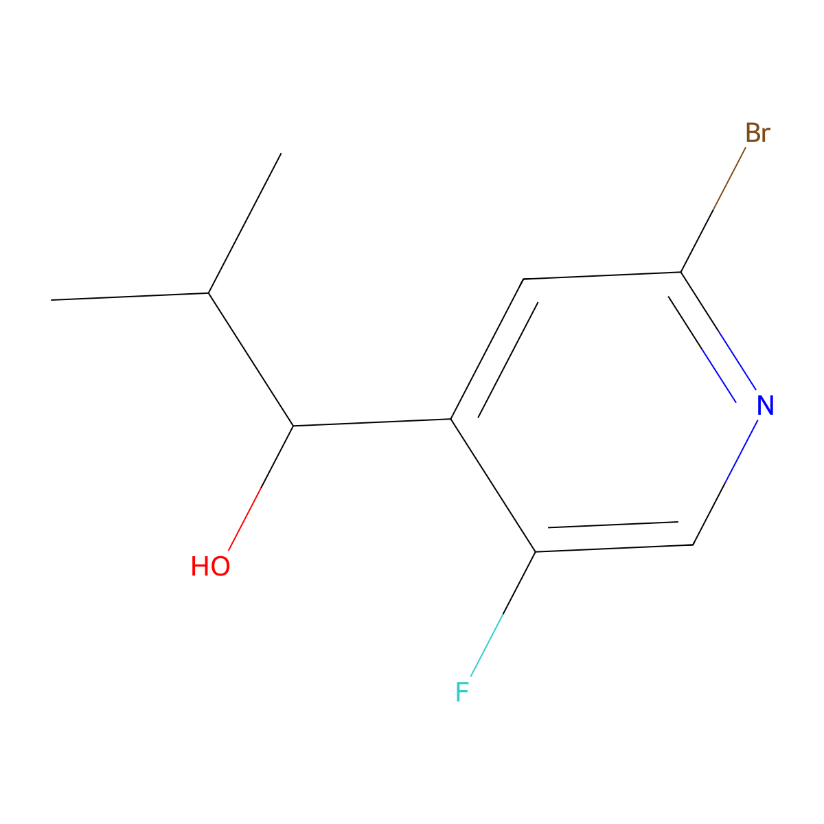 1-(2-Bromo-5-fluoropyridin-4-yl)-2-methylpropan-1-ol molecular structure, CAS 2918892-03-0
