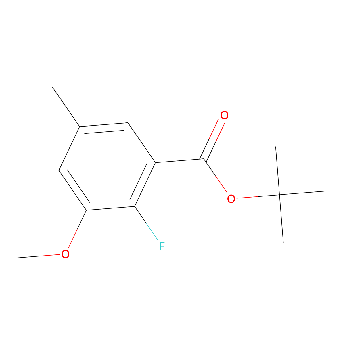 Tert-butyl 2-fluoro-3-methoxy-5-methylbenzoate molecular structure, CAS 2918892-58-5