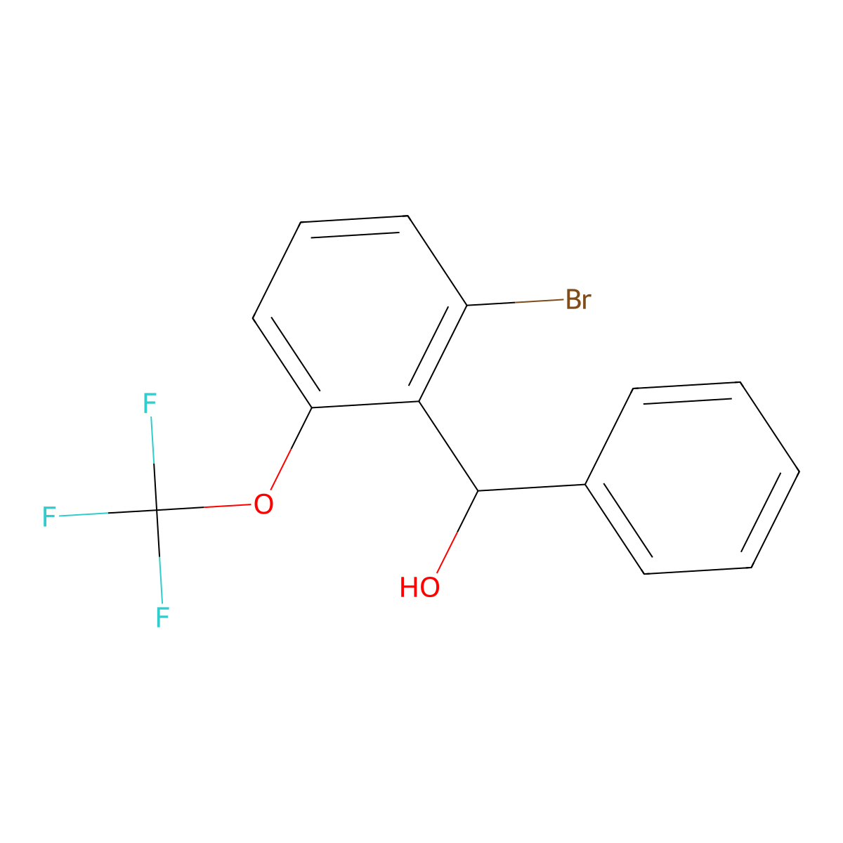 (2-Bromo-6-(trifluoromethoxy)phenyl)(phenyl)methanol molecular structure, CAS 2918892-84-7