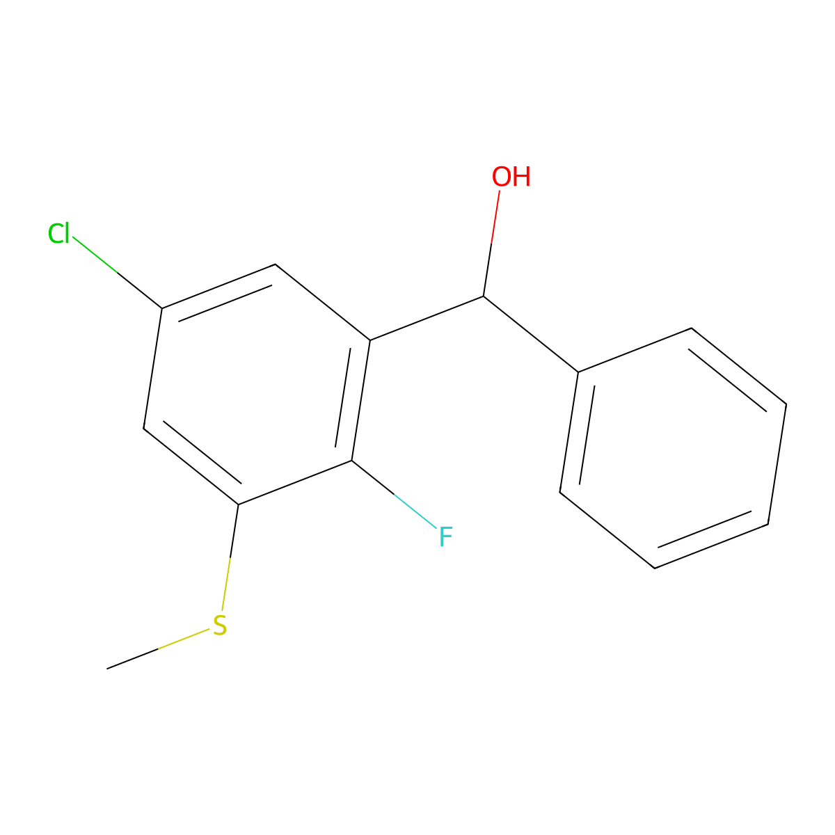 (5-Chloro-2-fluoro-3-(methylthio)phenyl)(phenyl)methanol molecular structure, CAS 2918892-98-3
