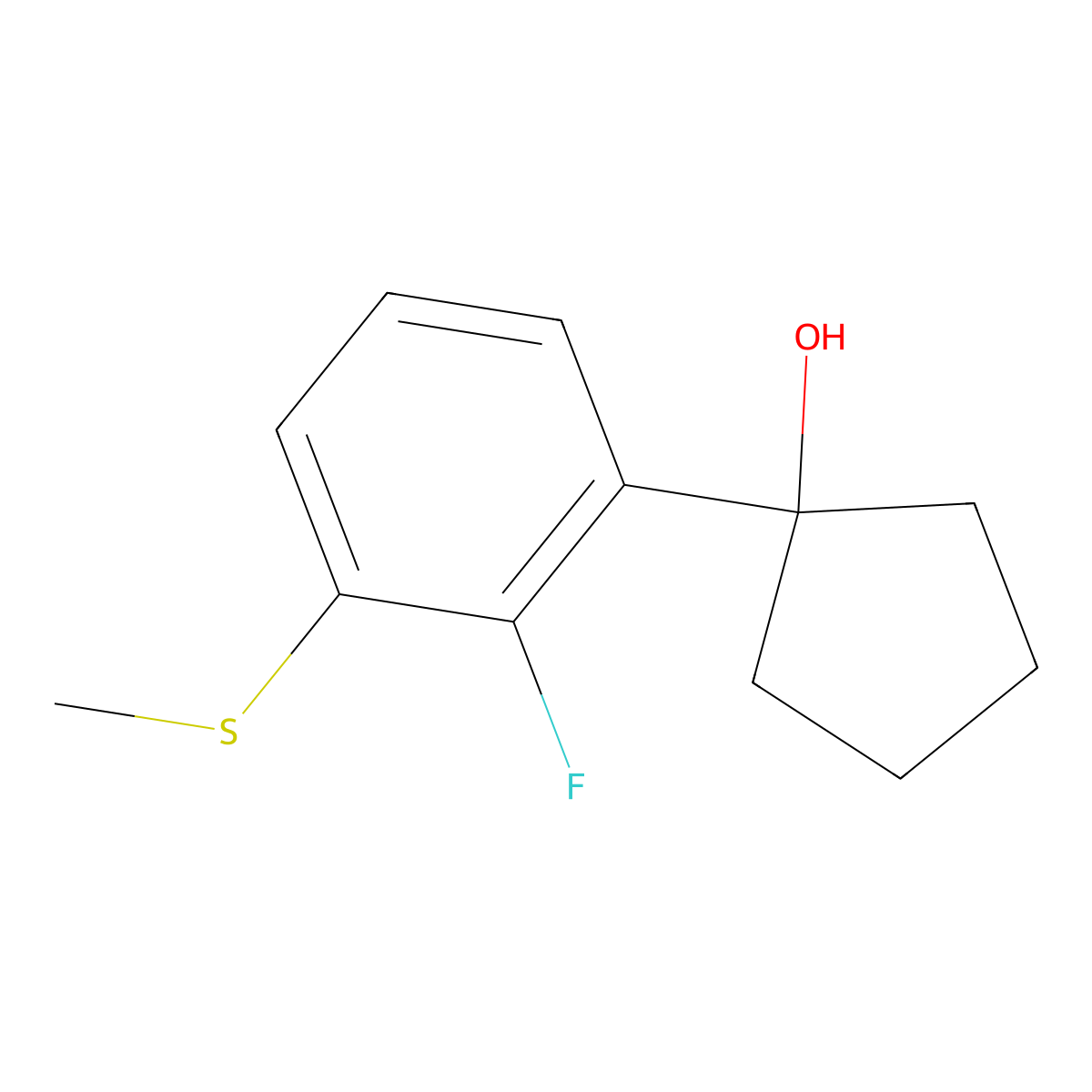 1-(2-Fluoro-3-(methylthio)phenyl)cyclopentanol molecular structure, CAS 2918893-06-6
