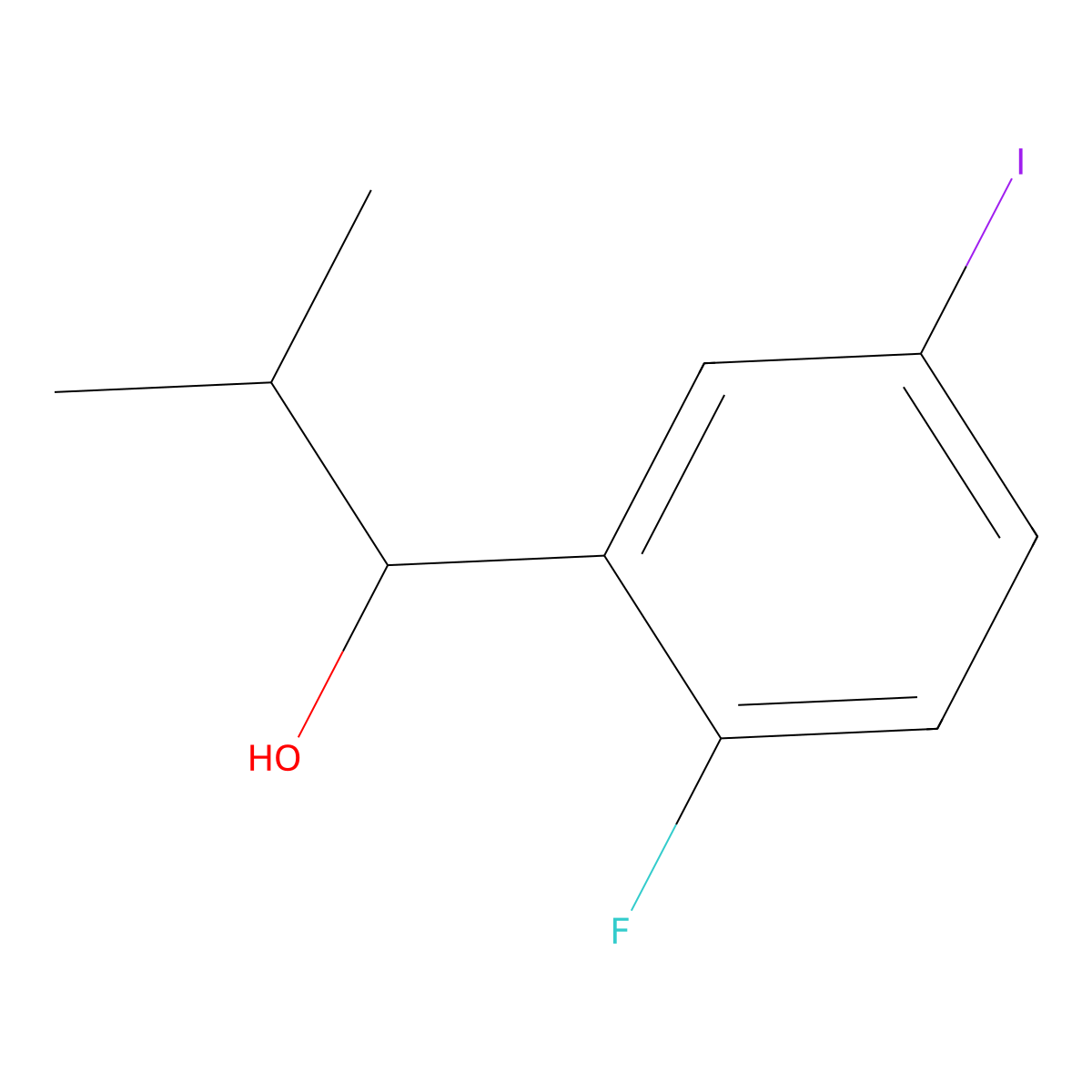 1-(2-Fluoro-5-iodophenyl)-2-methylpropan-1-ol molecular structure, CAS 2918893-21-5