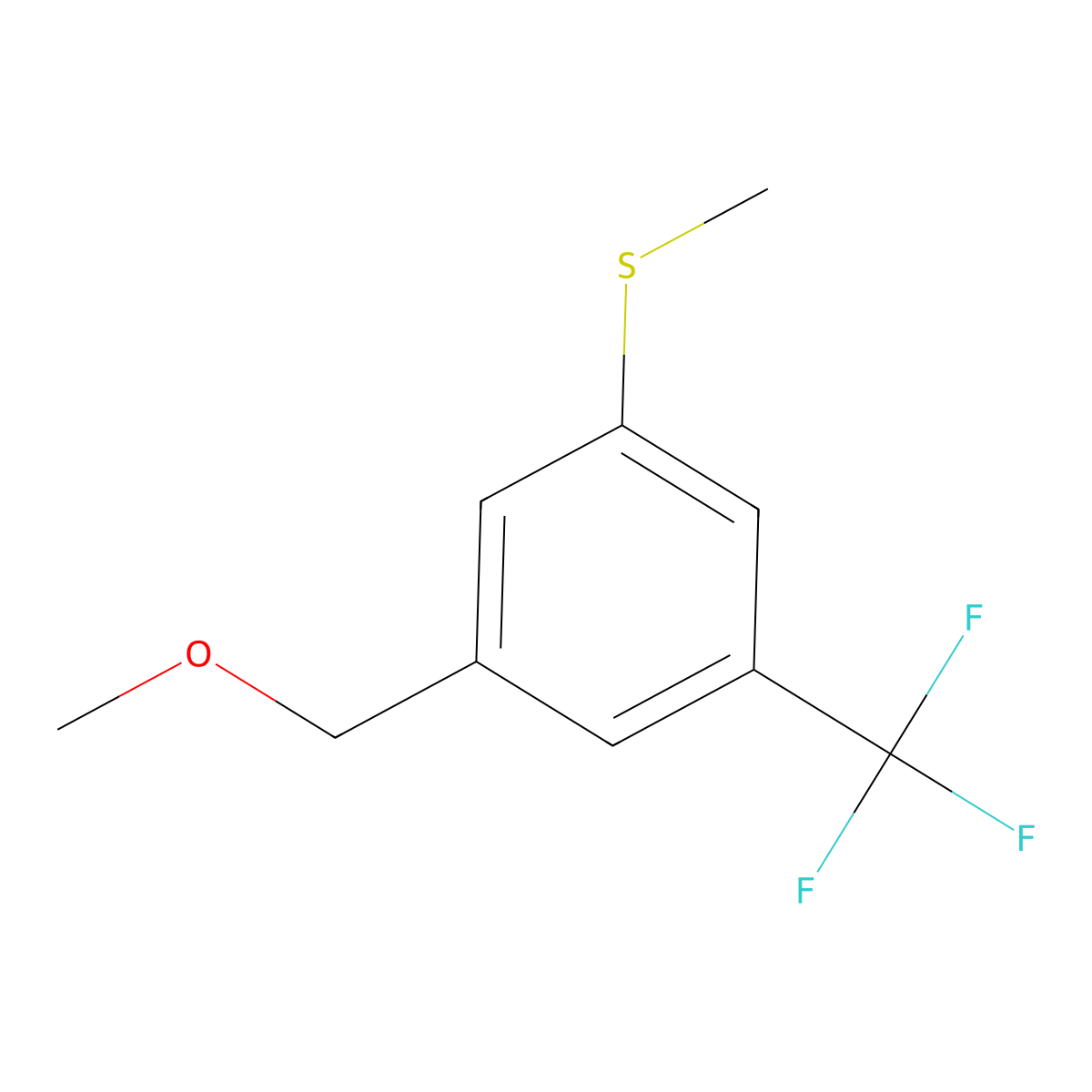 (3-(Methoxymethyl)-5-(trifluoromethyl)phenyl)(methyl)sulfane molecular structure, CAS 2918894-22-9