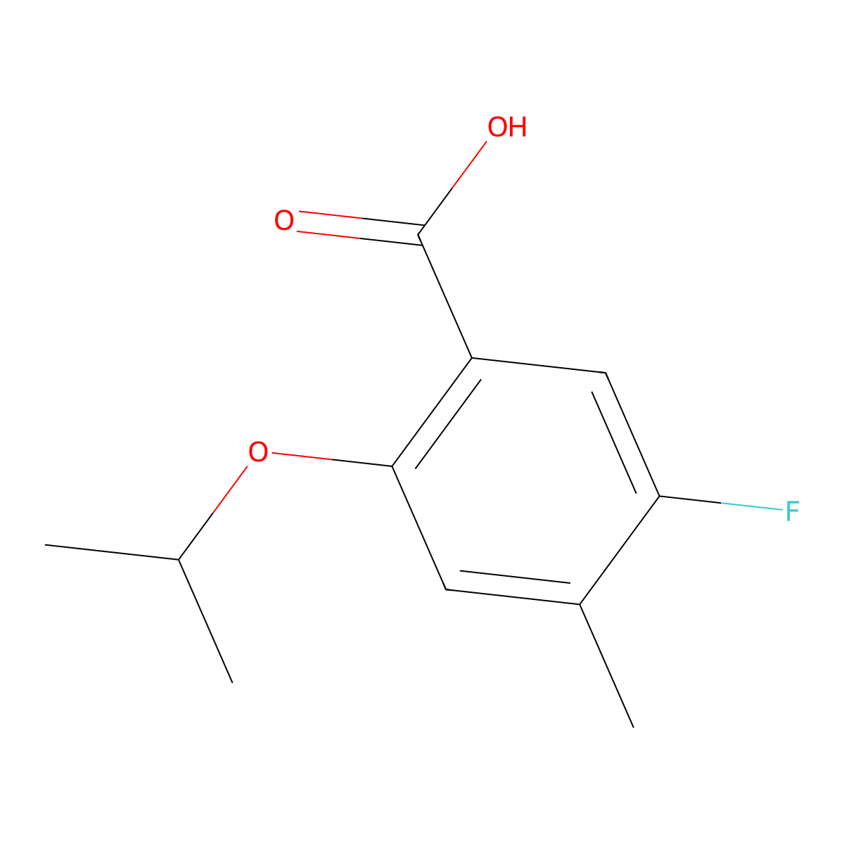 5-Fluoro-2-isopropoxy-4-methylbenzoic acid molecular structure, CAS 2918894-41-2