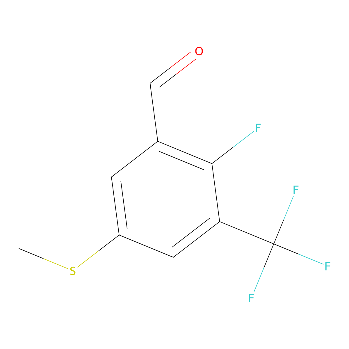 2-Fluoro-5-(methylthio)-3-(trifluoromethyl)benzaldehyde molecular structure, CAS 2918895-03-9