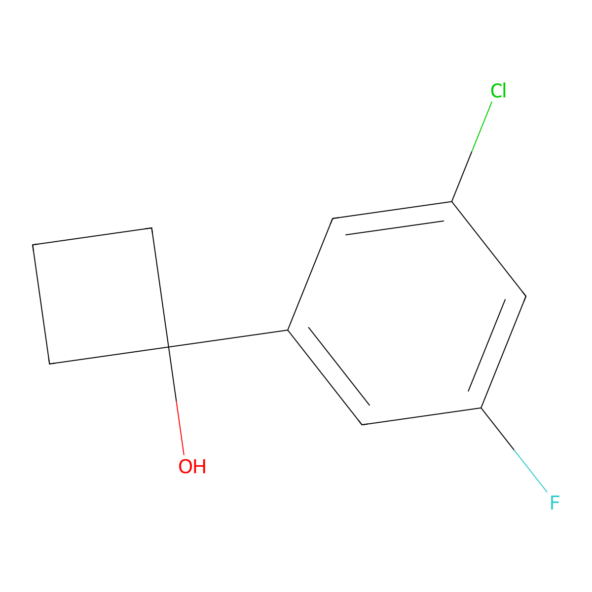 1-(3-Chloro-5-fluorophenyl)cyclobutanol molecular structure, CAS 2918895-31-3