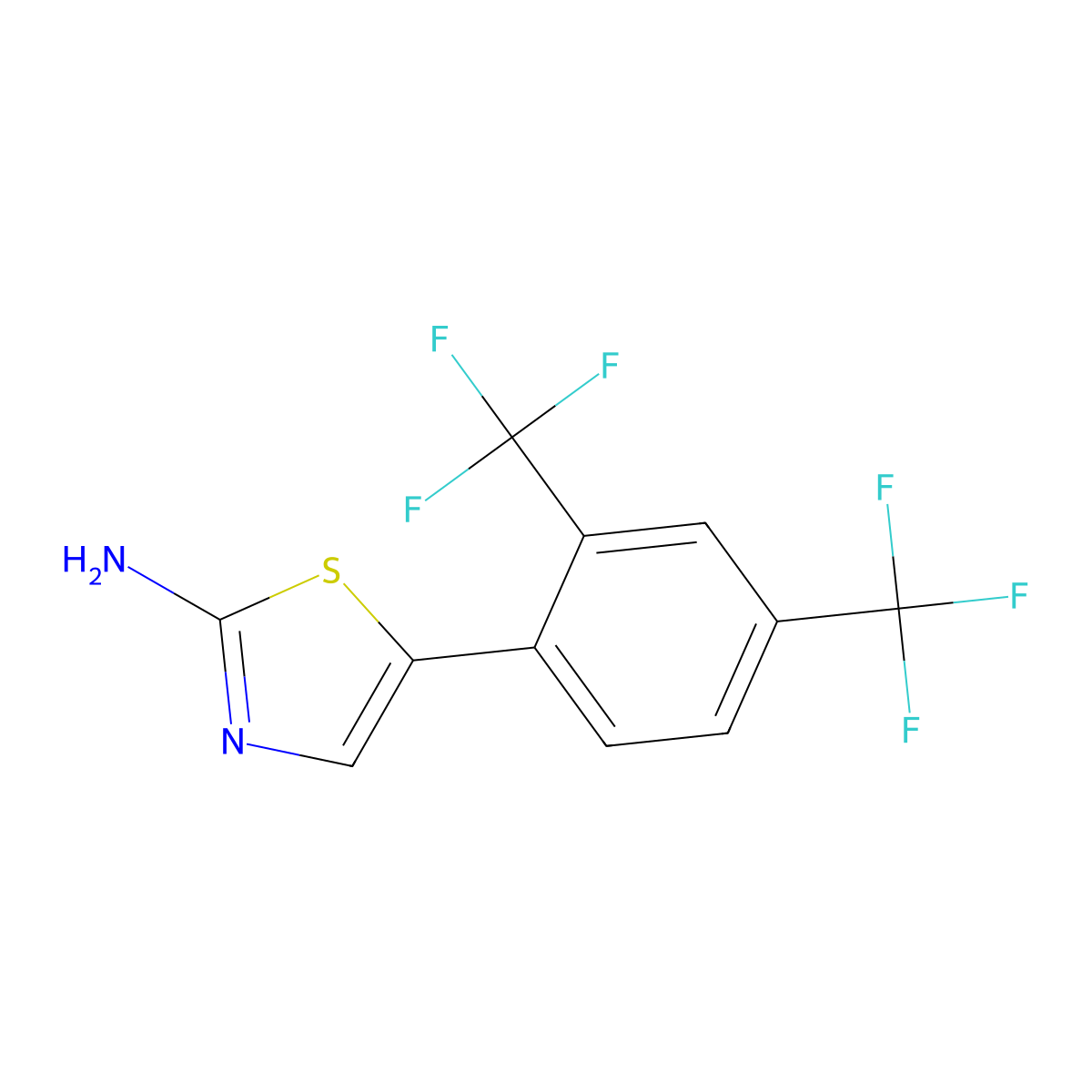 5-(2,4-Bis(trifluoromethyl)phenyl)thiazol-2-amine molecular structure, CAS 2918897-13-7