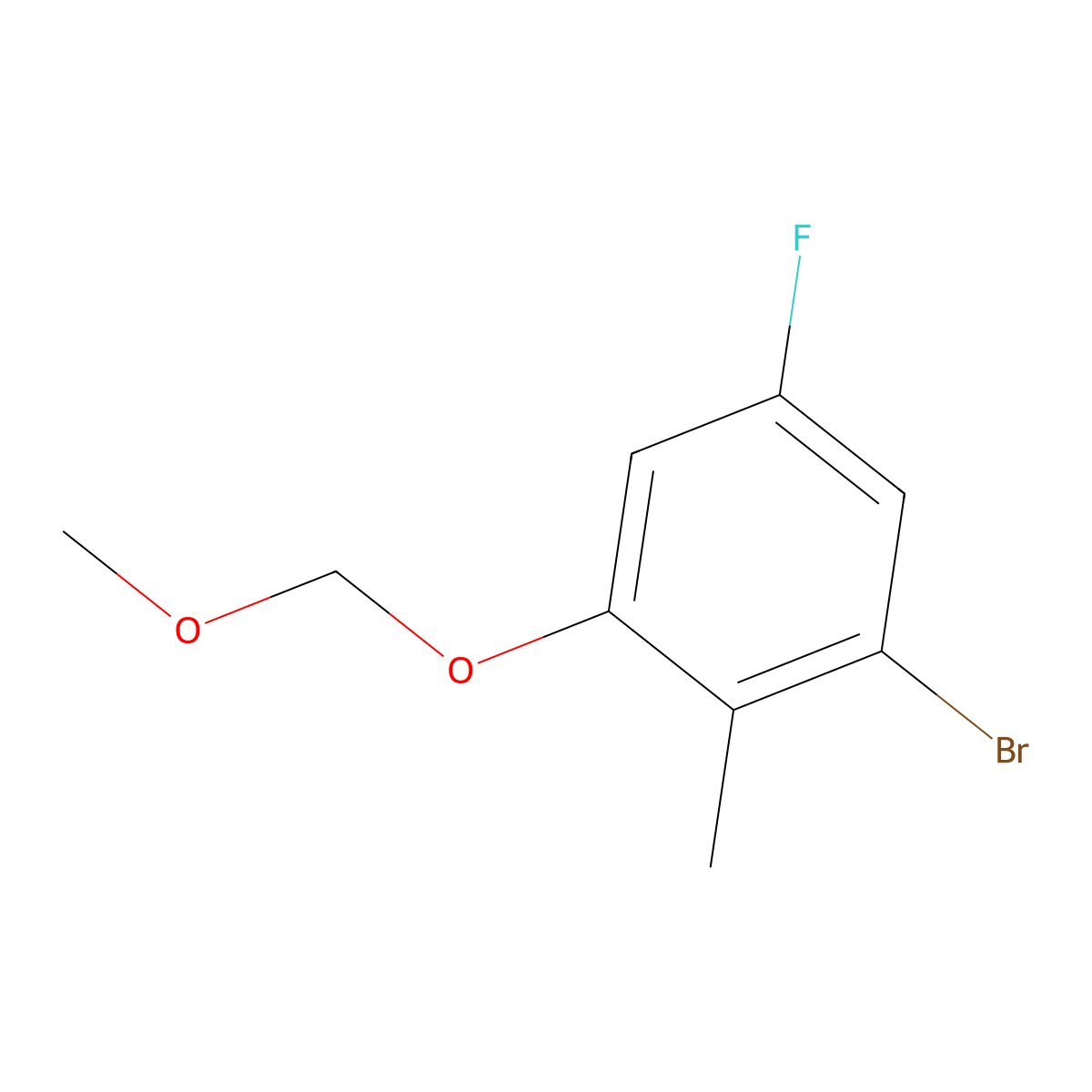 1-Bromo-5-fluoro-3-(methoxymethoxy)-2-methylbenzene molecular structure, CAS 2918897-38-6