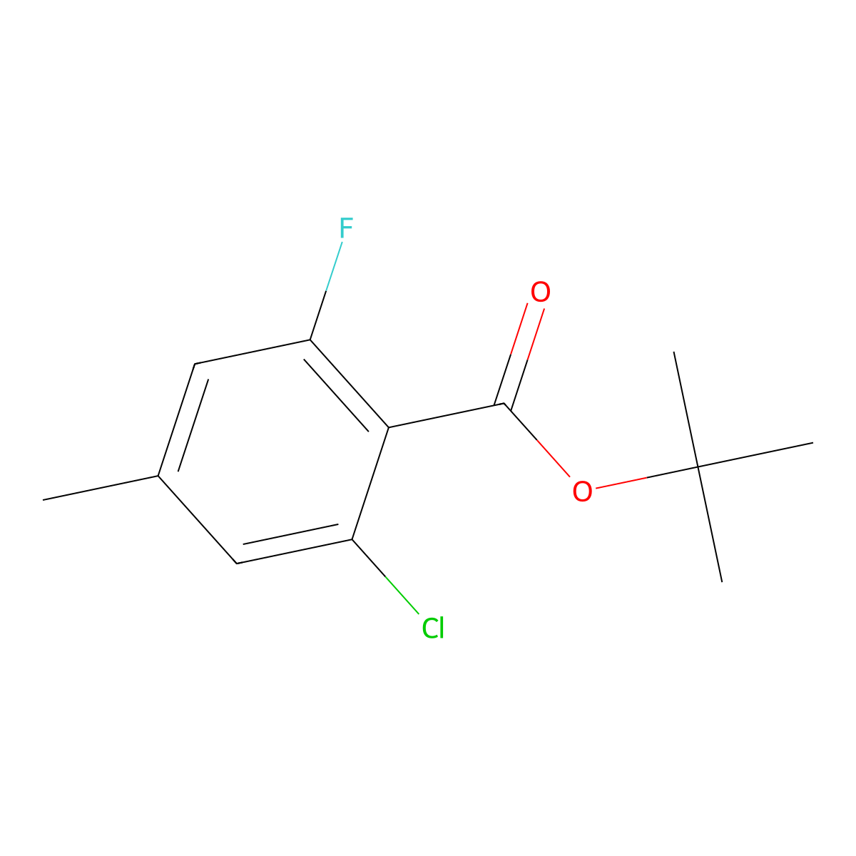 Tert-butyl 2-chloro-6-fluoro-4-methylbenzoate molecular structure, CAS 2918897-45-5