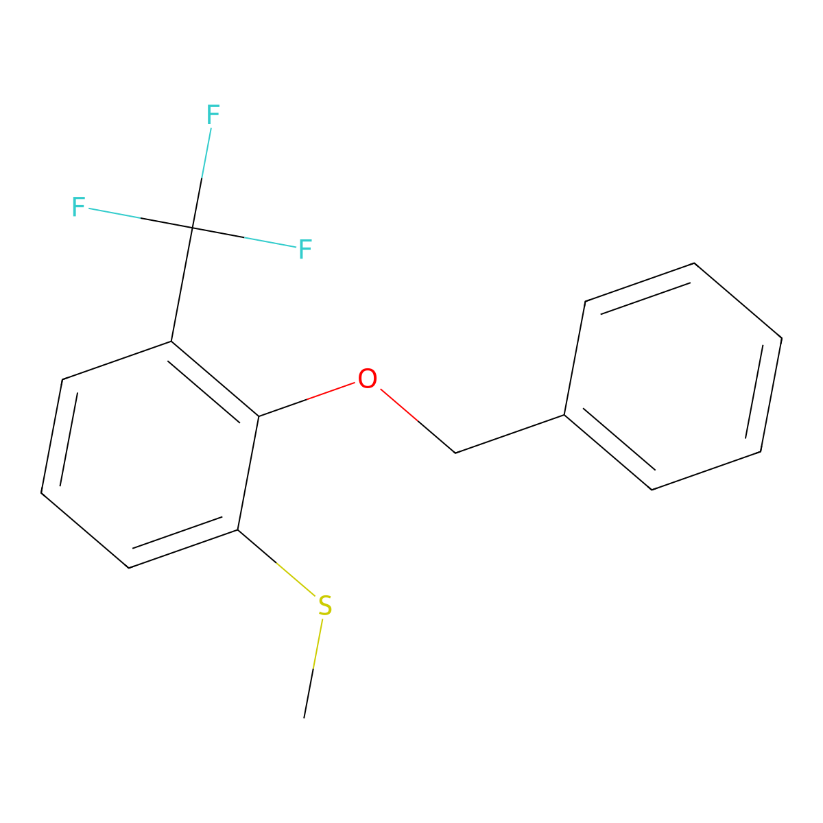 (2-(Benzyloxy)-3-(trifluoromethyl)phenyl)(methyl)sulfane molecular structure, CAS 2918898-50-5