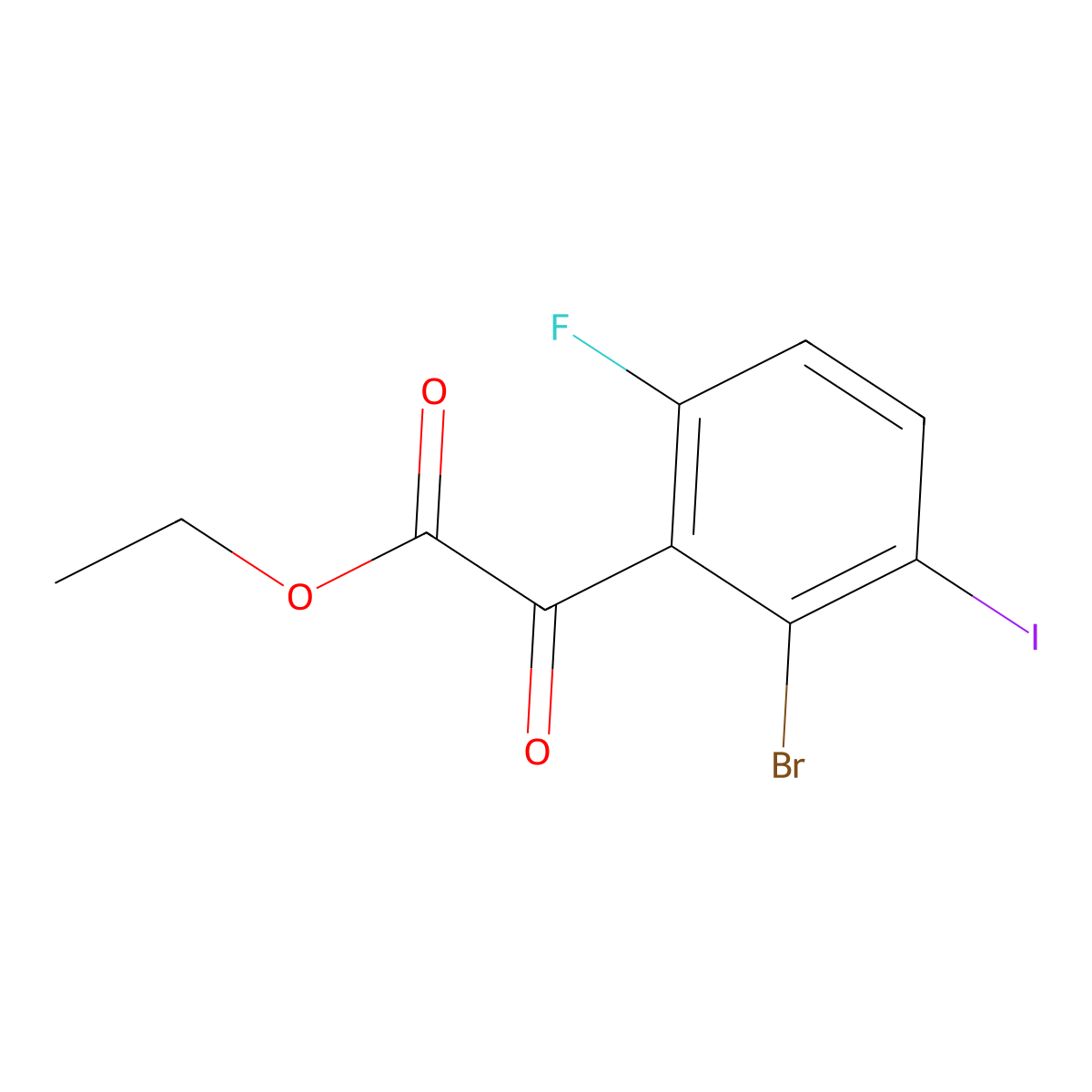 Ethyl 2-(2-bromo-6-fluoro-3-iodophenyl)-2-oxoacetate molecular structure, CAS 2918898-96-9