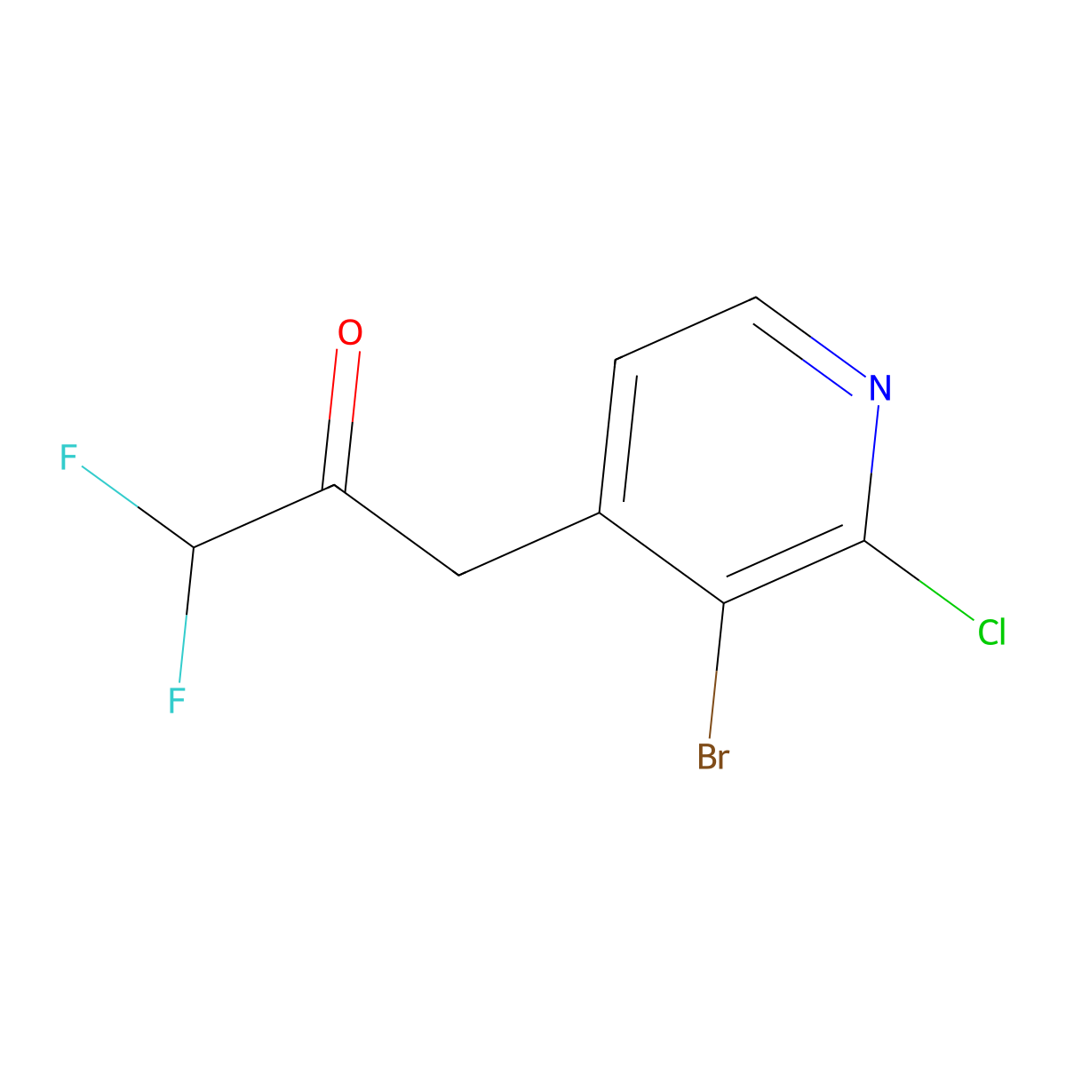 3-(3-Bromo-2-chloropyridin-4-yl)-1,1-difluoropropan-2-one molecular structure, CAS 2918899-00-8