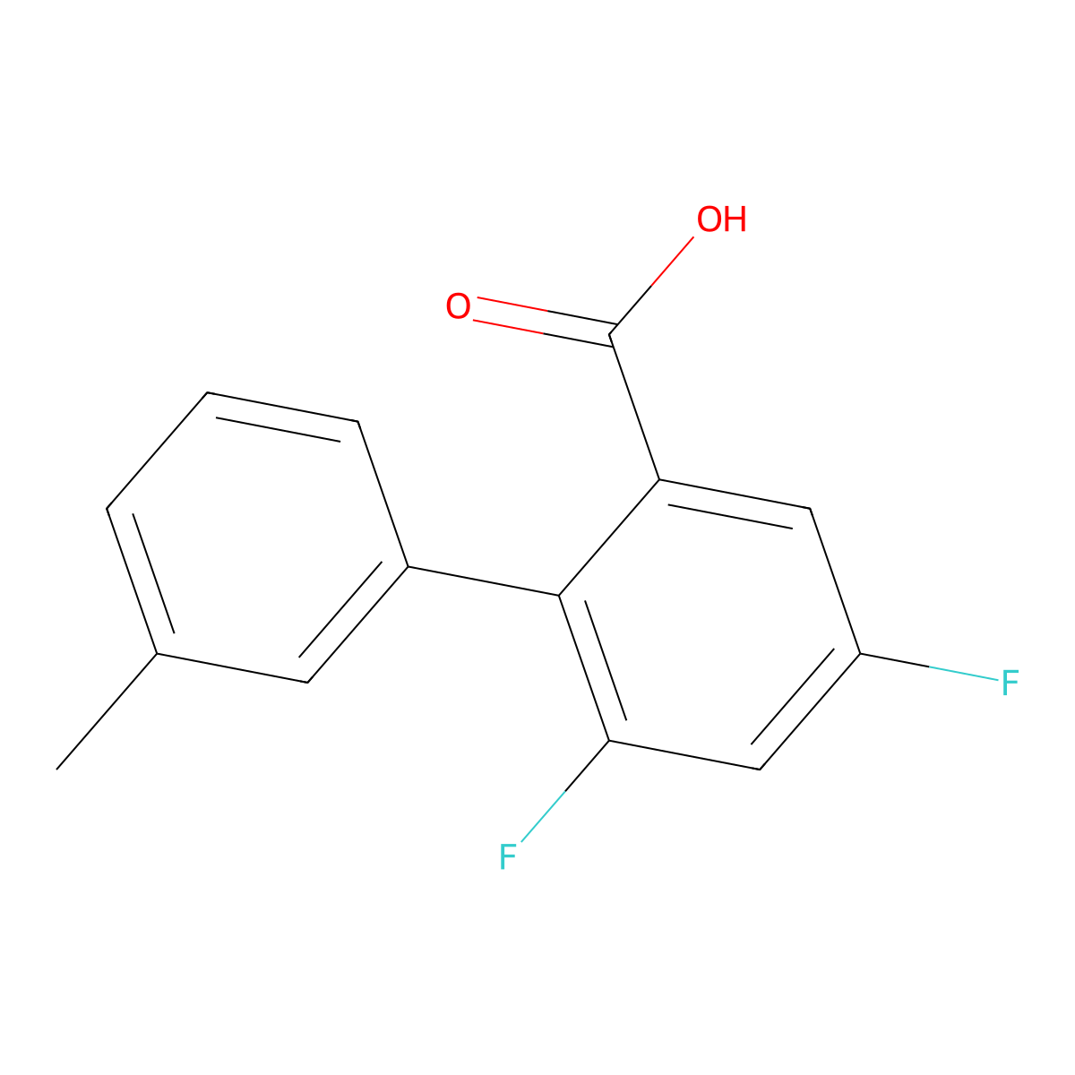4,6-Difluoro-3'-methyl-[1,1'-biphenyl]-2-carboxylic acid molecular structure, CAS 2918899-33-7
