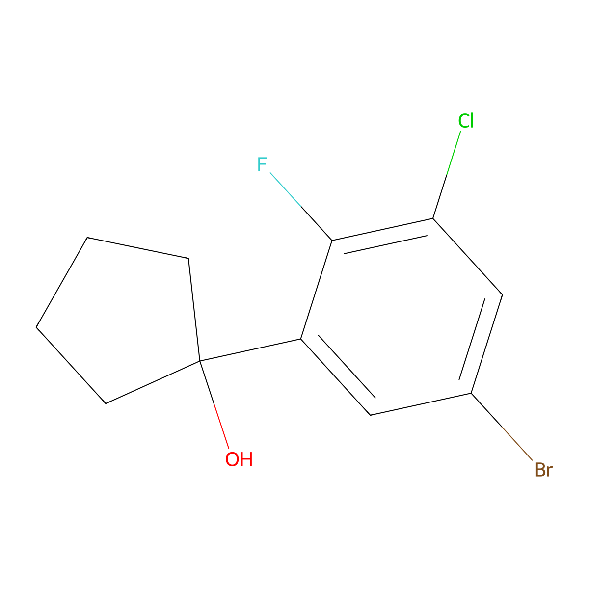 1-(5-Bromo-3-chloro-2-fluorophenyl)cyclopentanol molecular structure, CAS 2918899-46-2