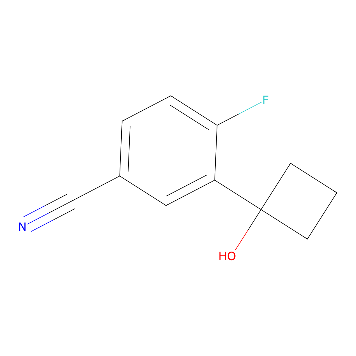 4-Fluoro-3-(1-hydroxycyclobutyl)benZonitrile molecular structure, CAS 2918900-72-6
