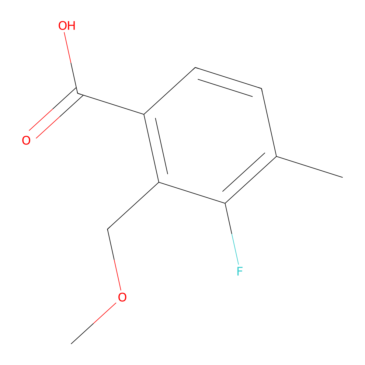 3-Fluoro-2-(methoxymethyl)-4-methylbenzoic acid molecular structure, CAS 2918901-17-2