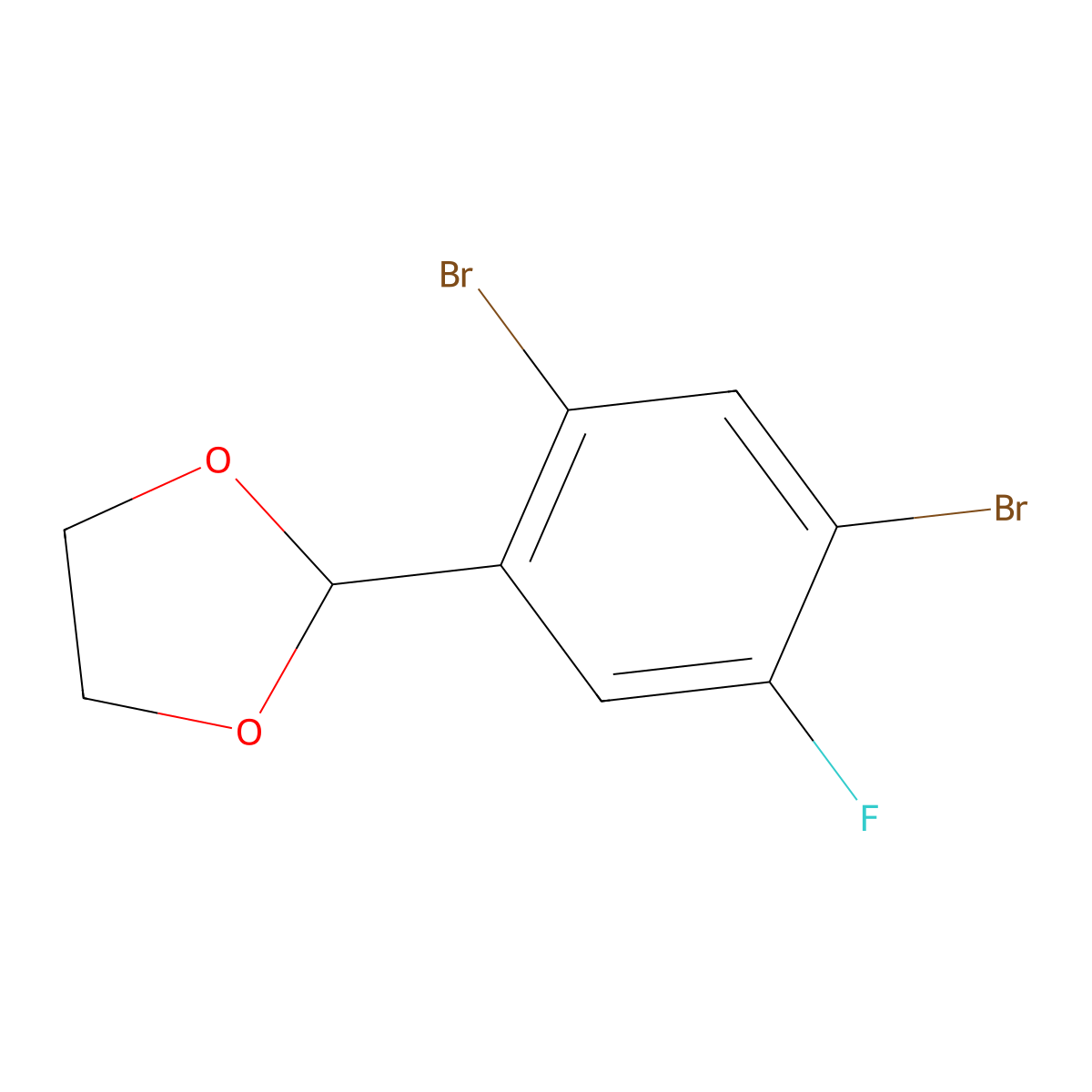 2-(2,4-Dibromo-5-fluorophenyl)-1,3-dioxolane molecular structure, CAS 2918901-40-1