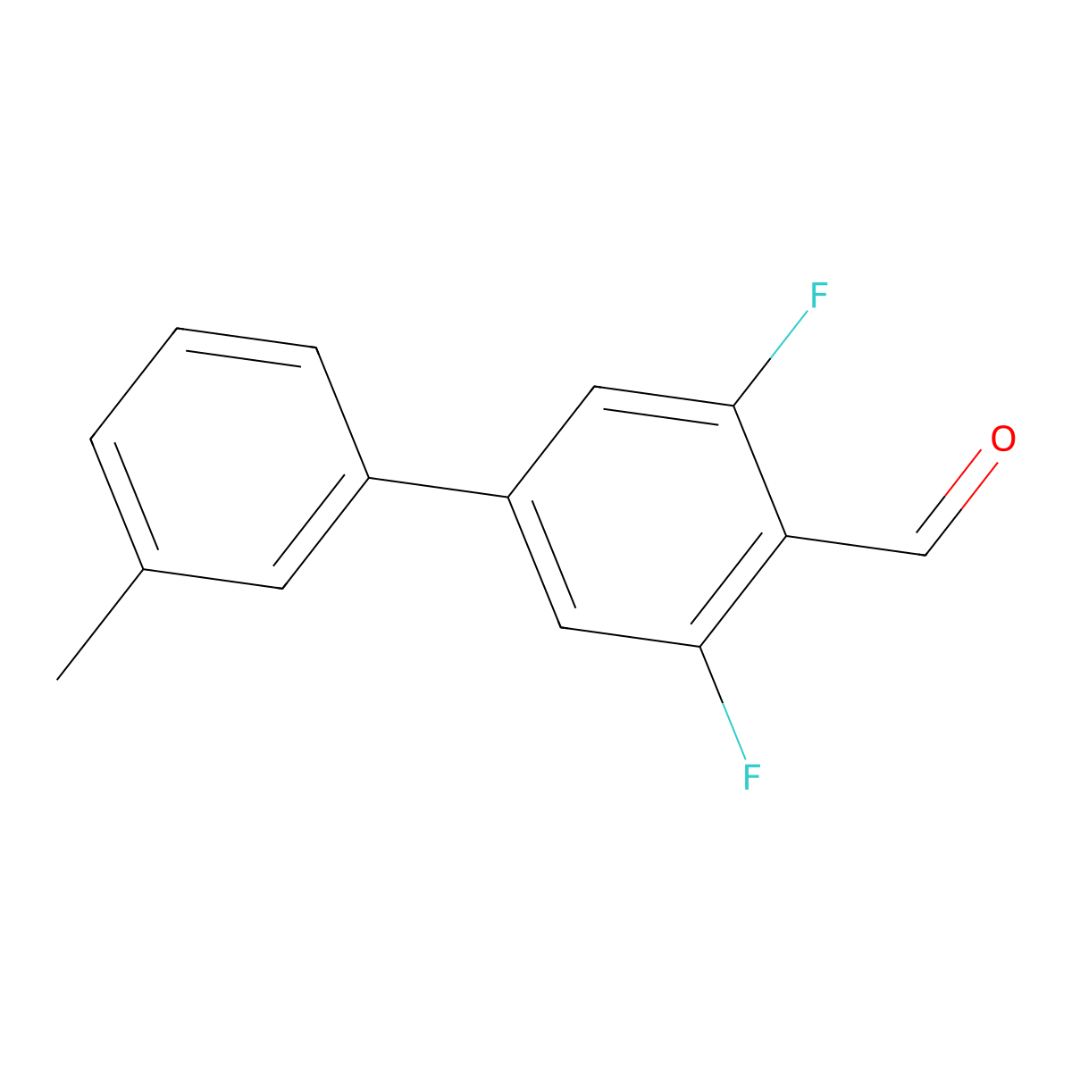 3,5-Difluoro-3'-methyl-[1,1'-biphenyl]-4-carbaldehyde molecular structure, CAS 2918901-80-9