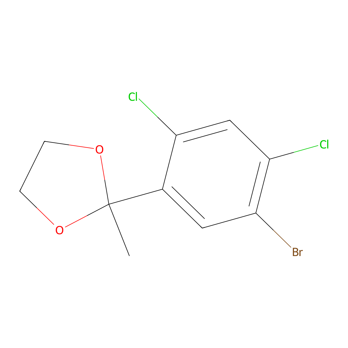 2-(5-Bromo-2,4-dichlorophenyl)-2-methyl-1,3-dioxolane molecular structure, CAS 2918902-98-2