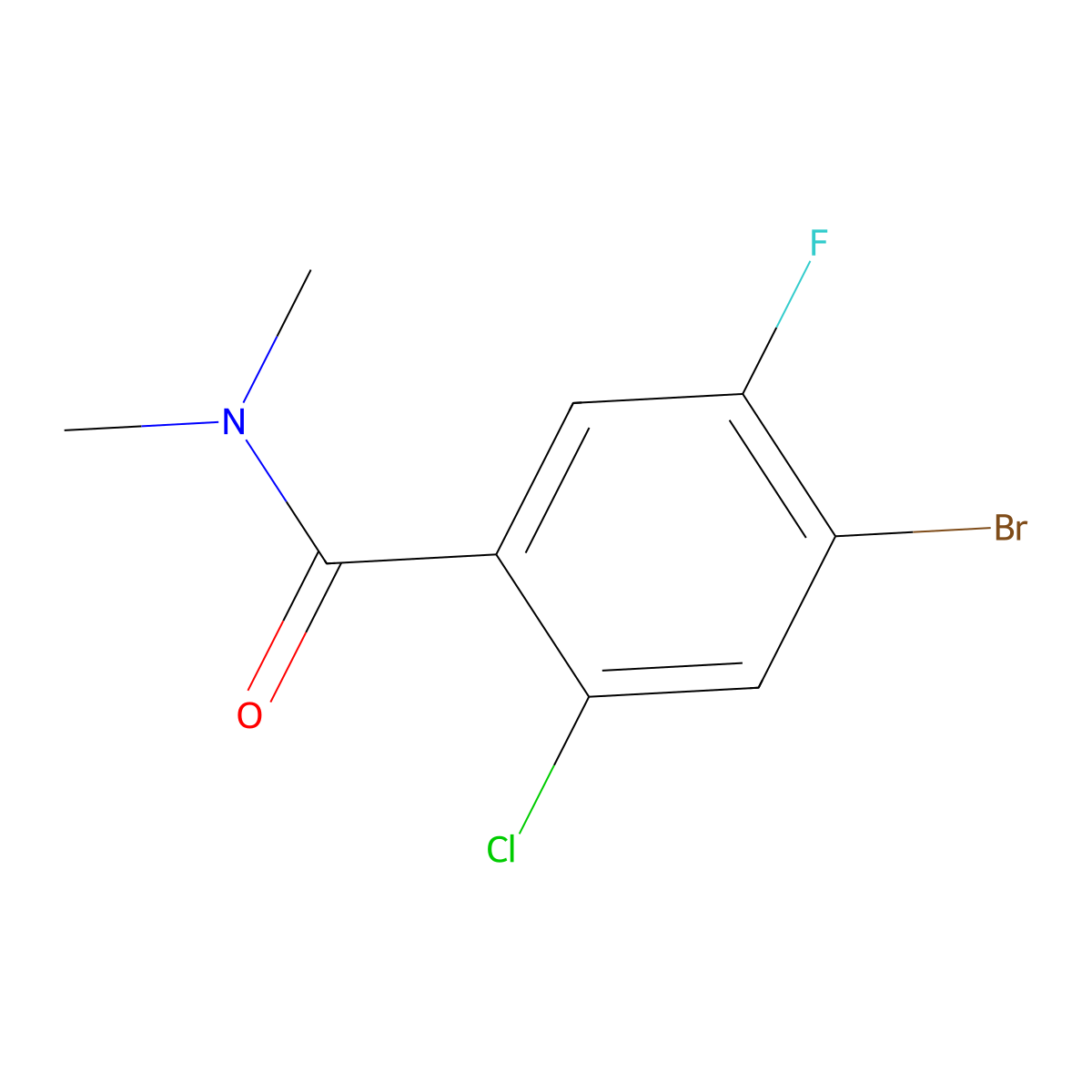 4-Bromo-2-chloro-5-fluoro-N,N-dimethylbenzamide molecular structure, CAS 2918903-86-1
