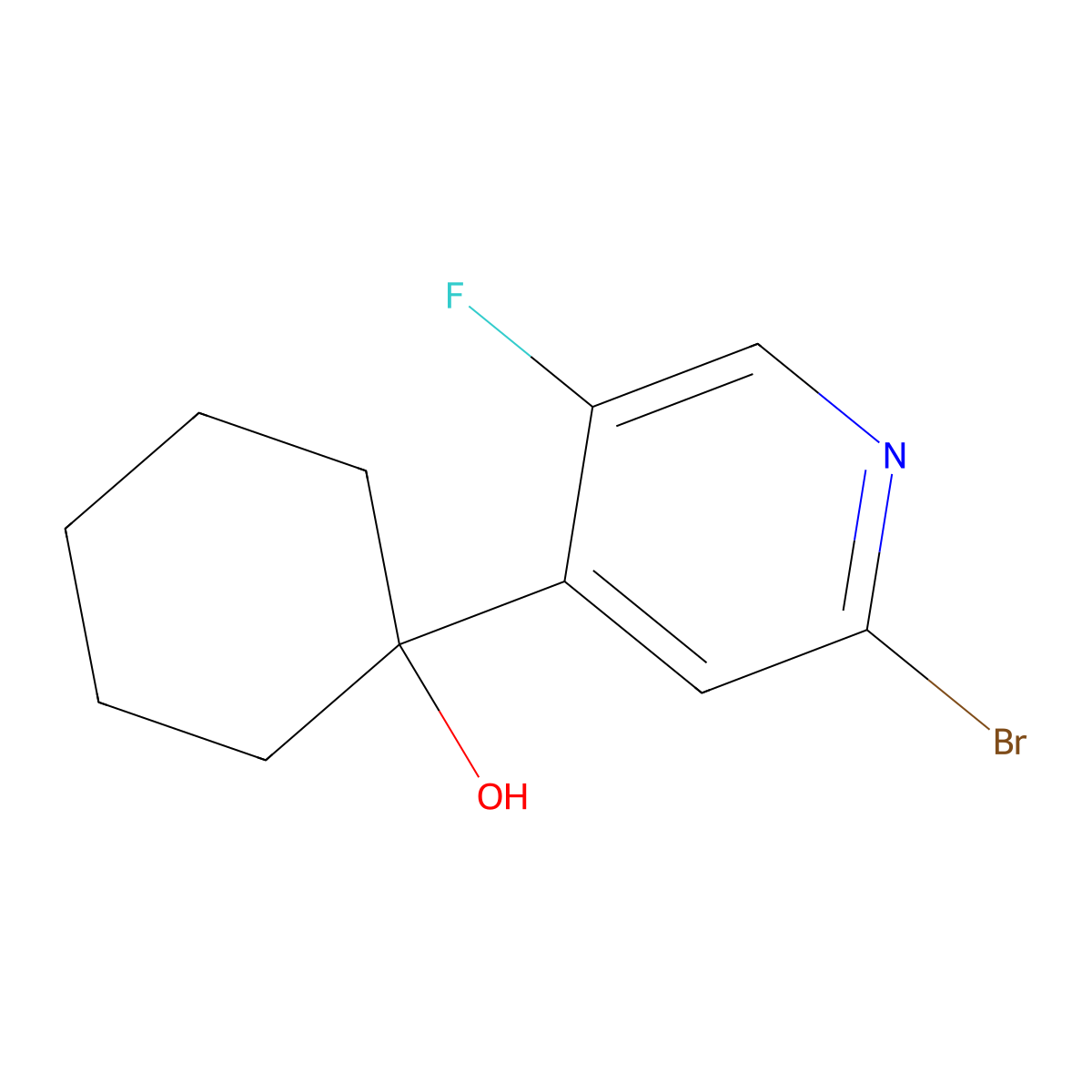 1-(2-Bromo-5-fluoropyridin-4-yl)cyclohexanol molecular structure, CAS 2918903-96-3