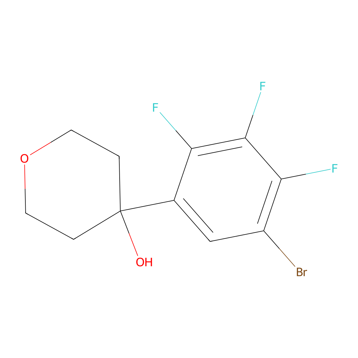 4-(5-Bromo-2,3,4-trifluorophenyl)tetrahydro-2H-pyran-4-ol molecular structure, CAS 2918904-00-2