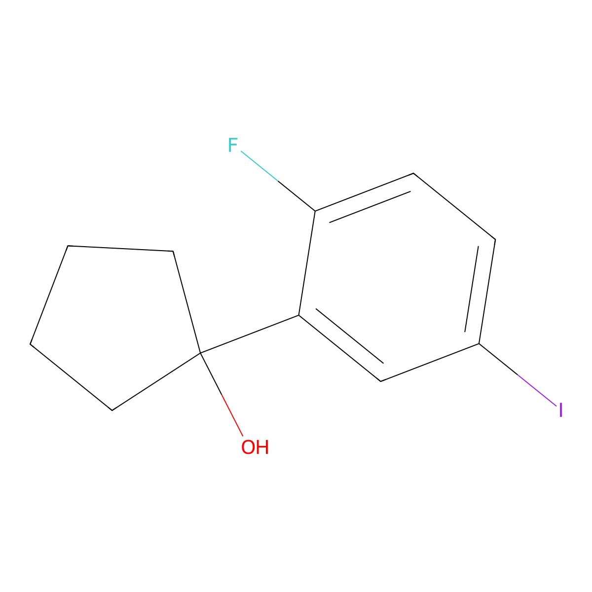 1-(2-Fluoro-5-iodophenyl)cyclopentanol molecular structure, CAS 2918904-57-9