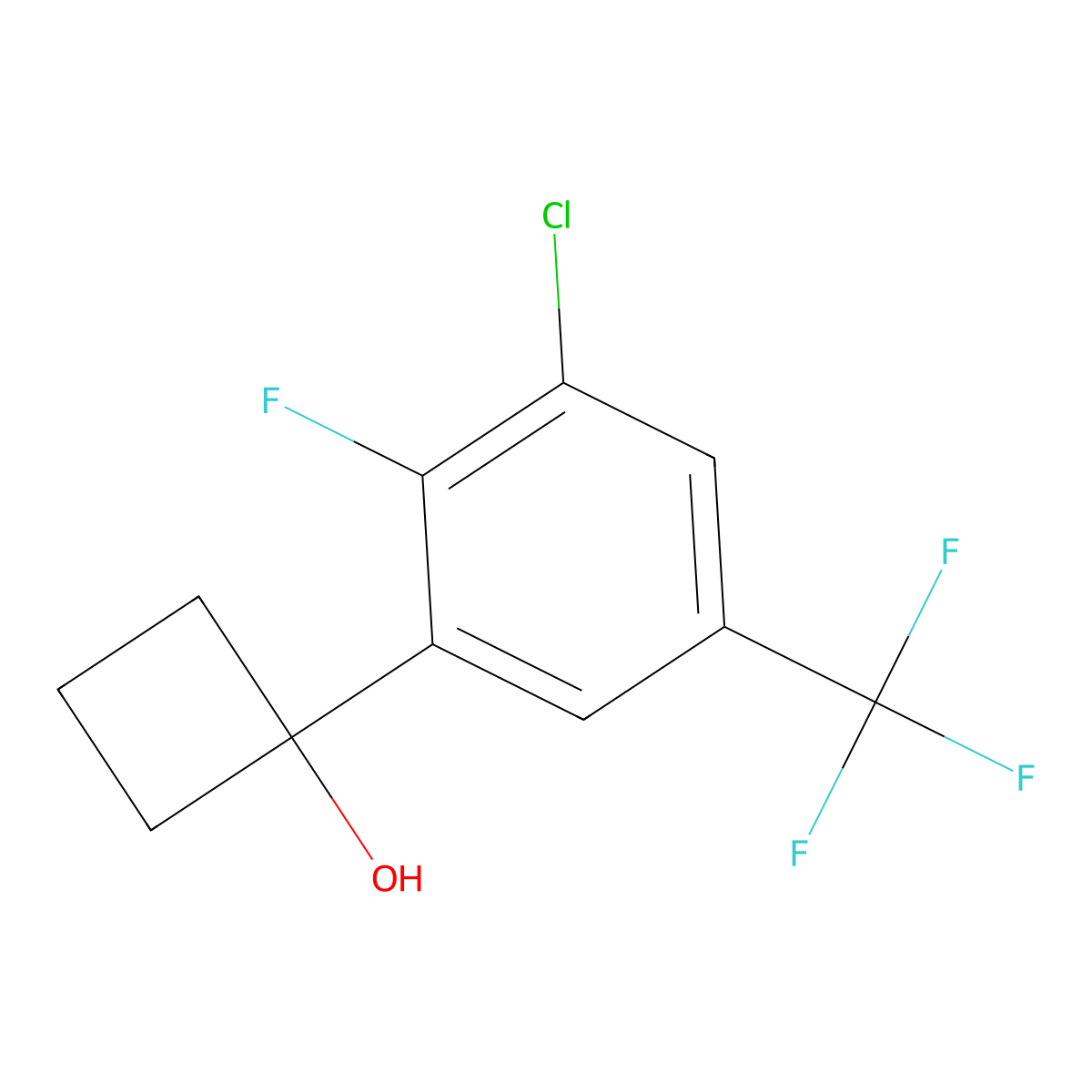 1-(3-Chloro-2-fluoro-5-(trifluoromethyl)phenyl)cyclobutanol molecular structure, CAS 2918904-85-3
