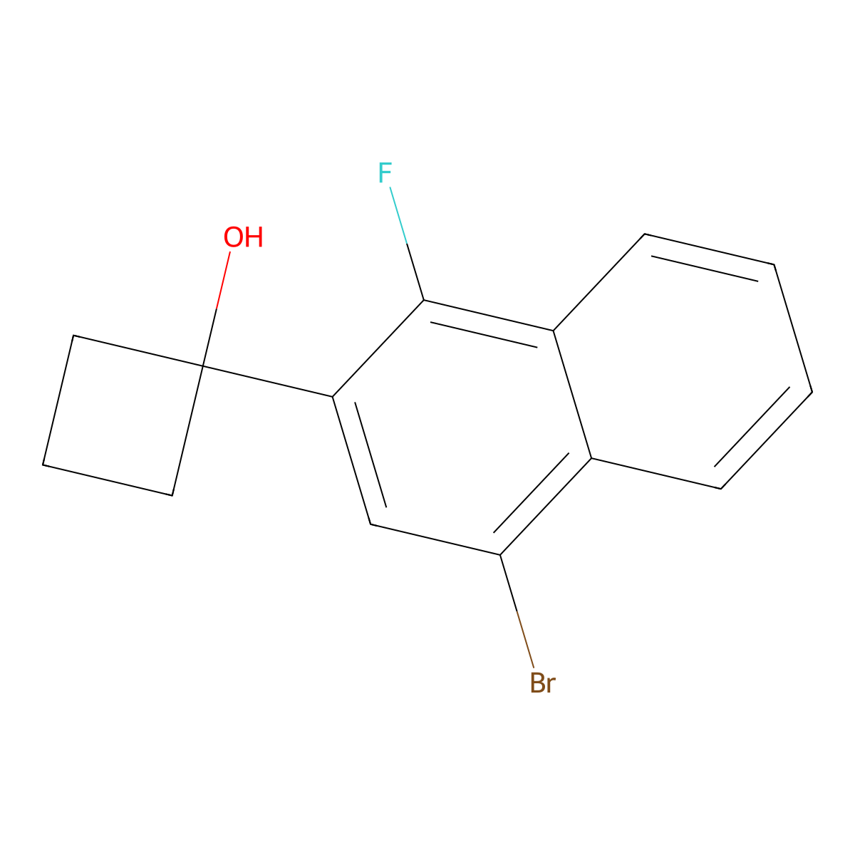 1-(4-Bromo-1-fluoronaphthalen-2-yl)cyclobutanol molecular structure, CAS 2918905-00-5