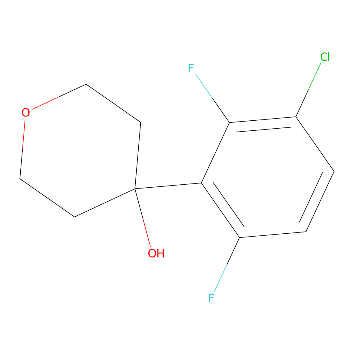 4-(3-chloro-2,6-difluorophenyl)tetrahydro-2H-pyran-4-ol molecular structure, CAS 2918905-24-3