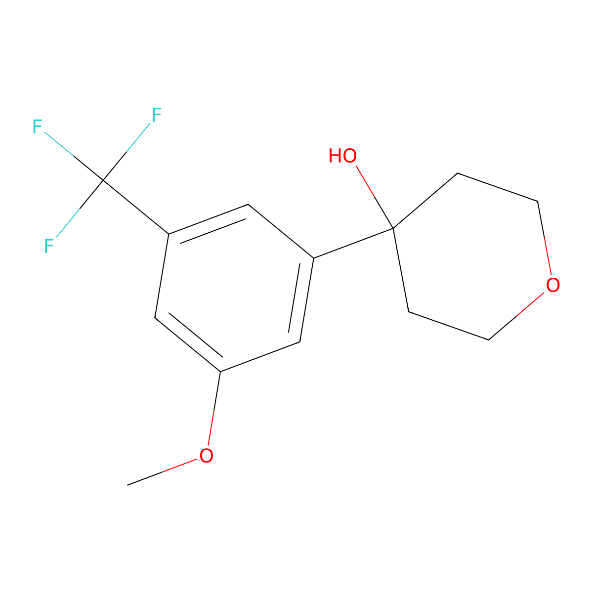 4-(3-methoxy-5-(trifluoromethyl)phenyl)tetrahydro-2H-pyran-4-ol molecular structure, CAS 2918905-42-5