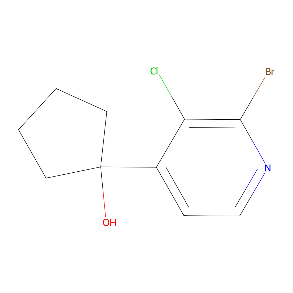 1-(2-Bromo-3-chloropyridin-4-yl)cyclopentanol molecular structure, CAS 2918905-54-9