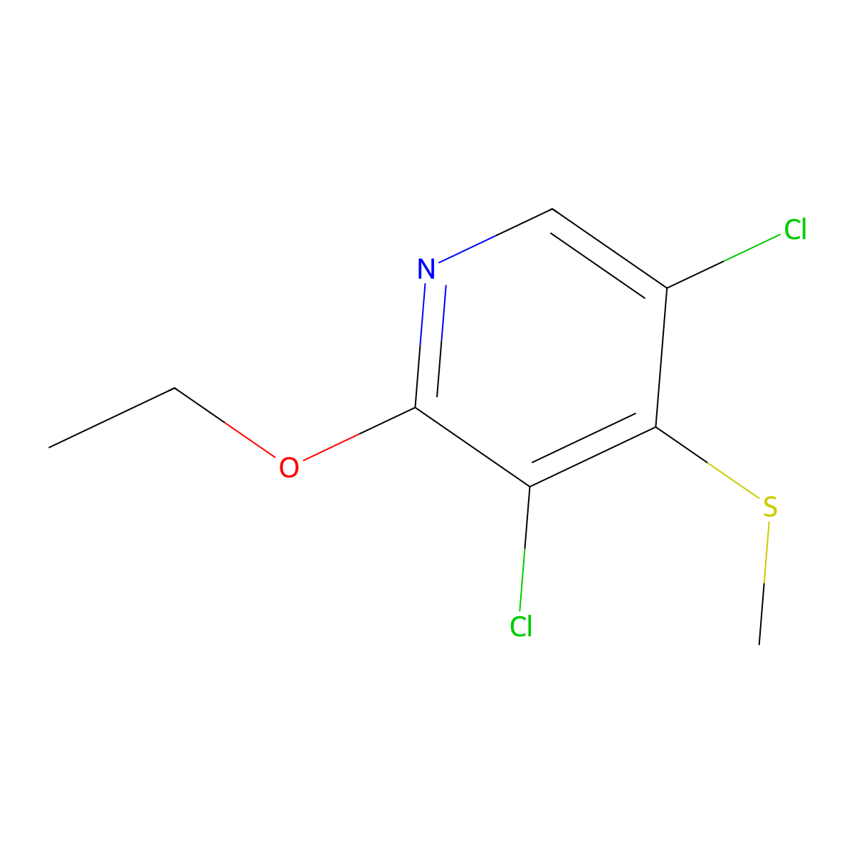 3,5-Dichloro-2-ethoxy-4-(methylthio)pyridine molecular structure, CAS 2918905-69-6